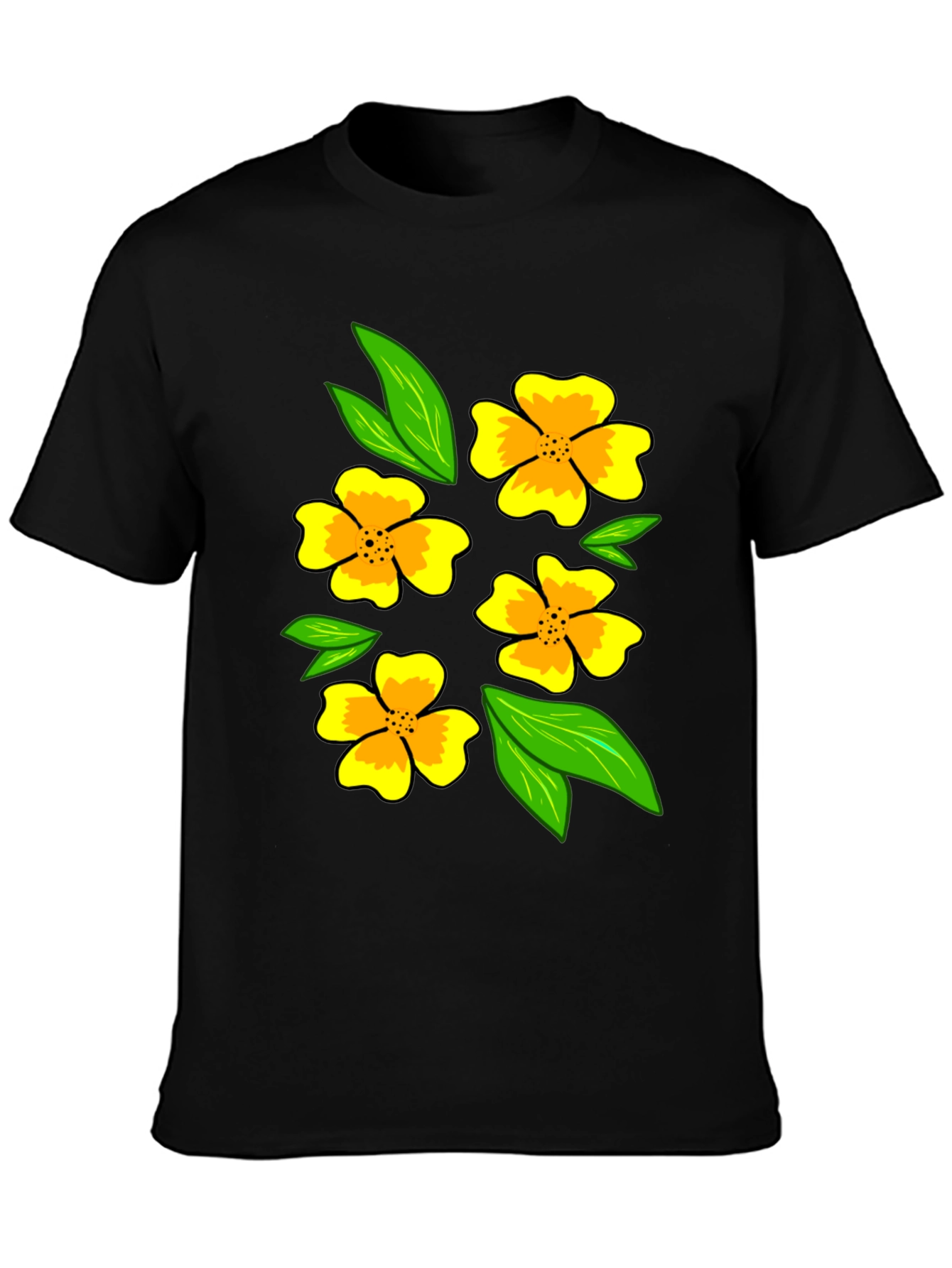 Floral Print Black T-Shirt - Mens Casual Fashion