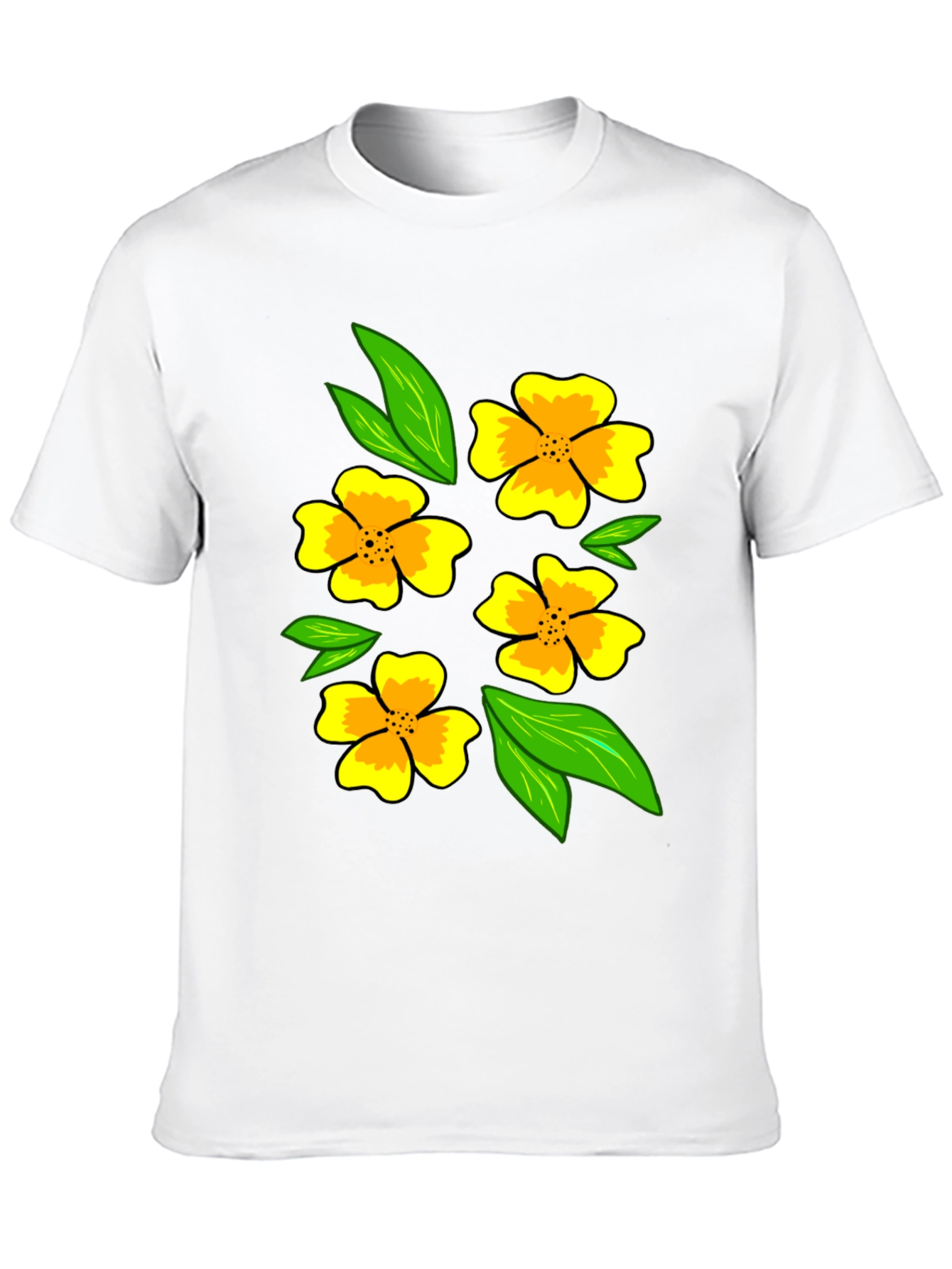 Floral Print Black T-Shirt - Mens Casual Fashion