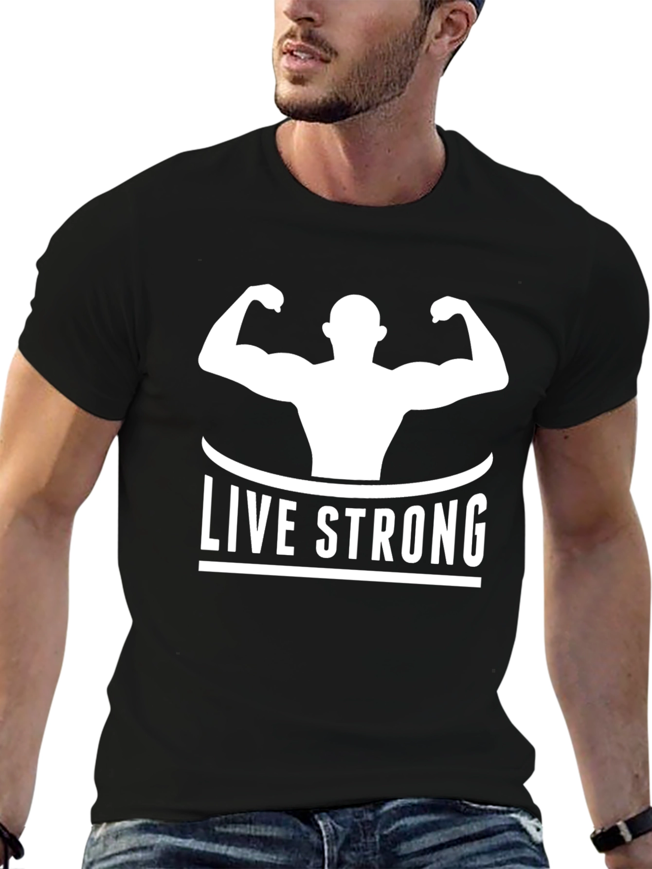 Live Strong Black Graphic T-Shirt