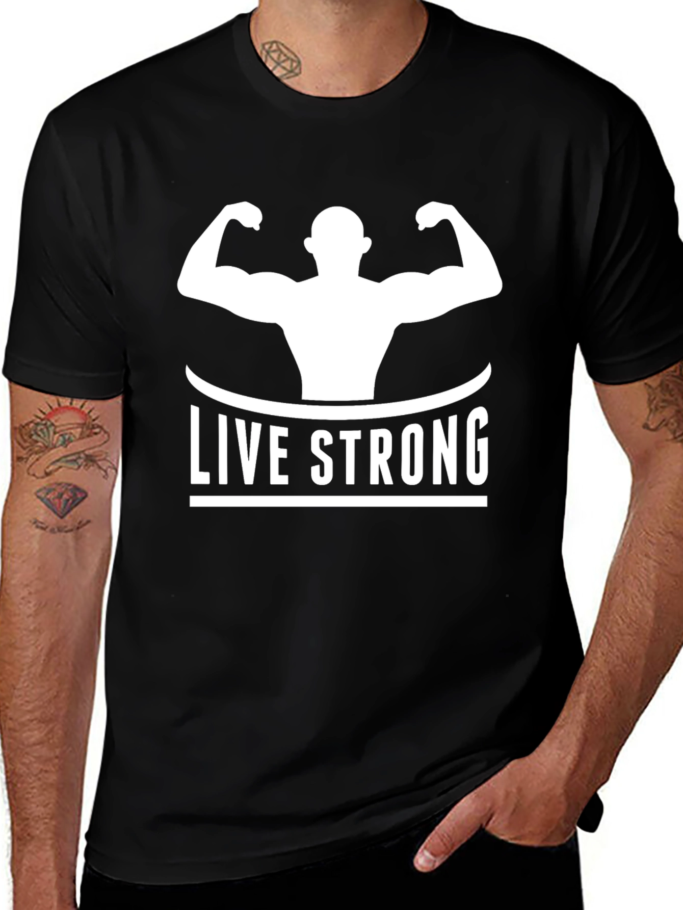 Live Strong Black Graphic T-Shirt