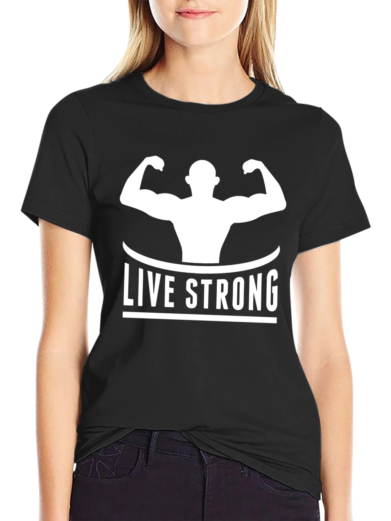 Live Strong Black Graphic T-Shirt