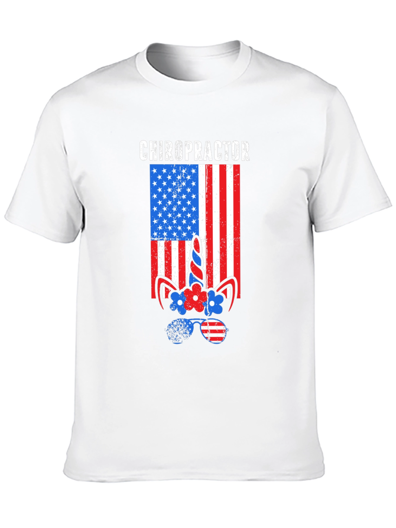 Chiropractor American Flag Unicorn T-Shirt