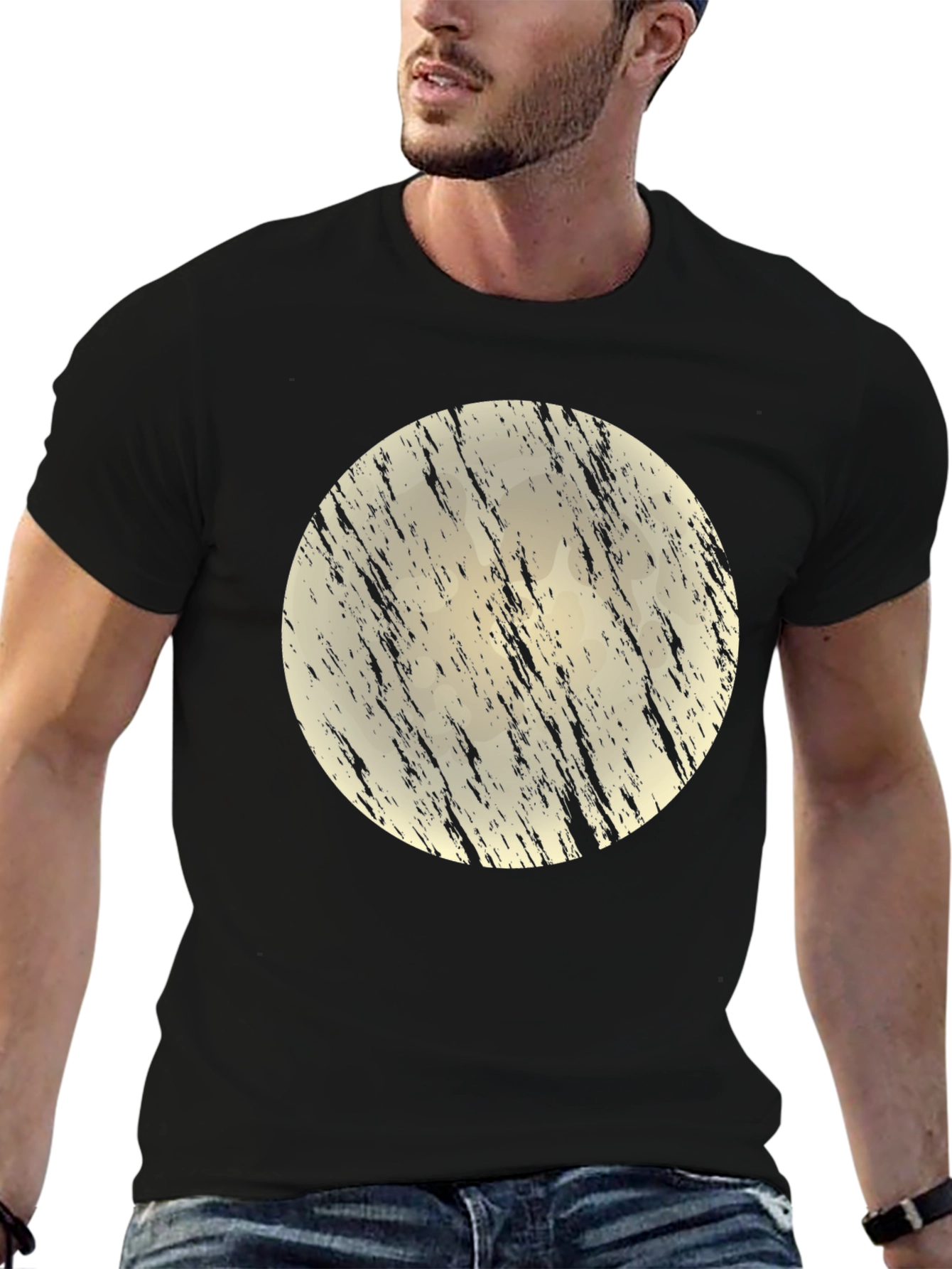 Grunge Moon Black T-Shirt