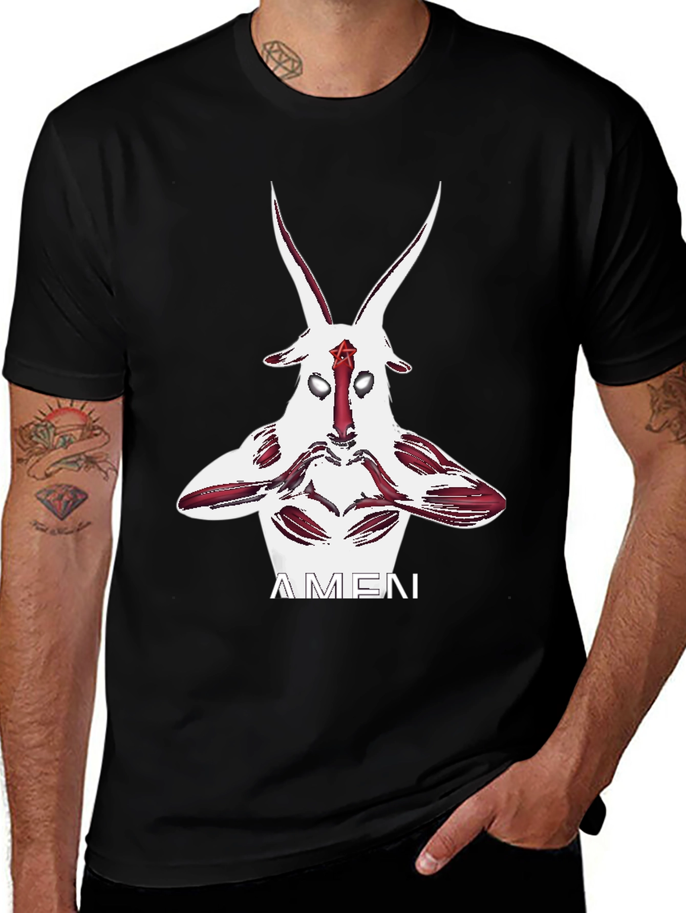 Occult Goat Graphic Tee - Stylish Black Cotton T-Shirt