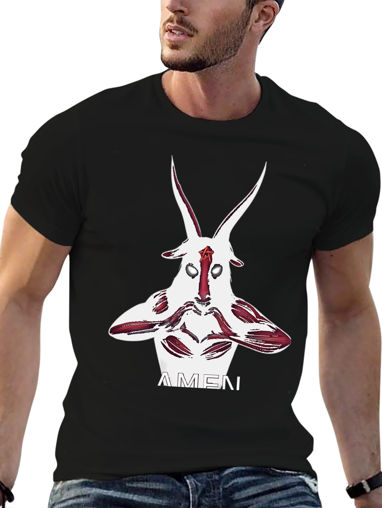 Occult Goat Graphic Tee - Stylish Black Cotton T-Shirt