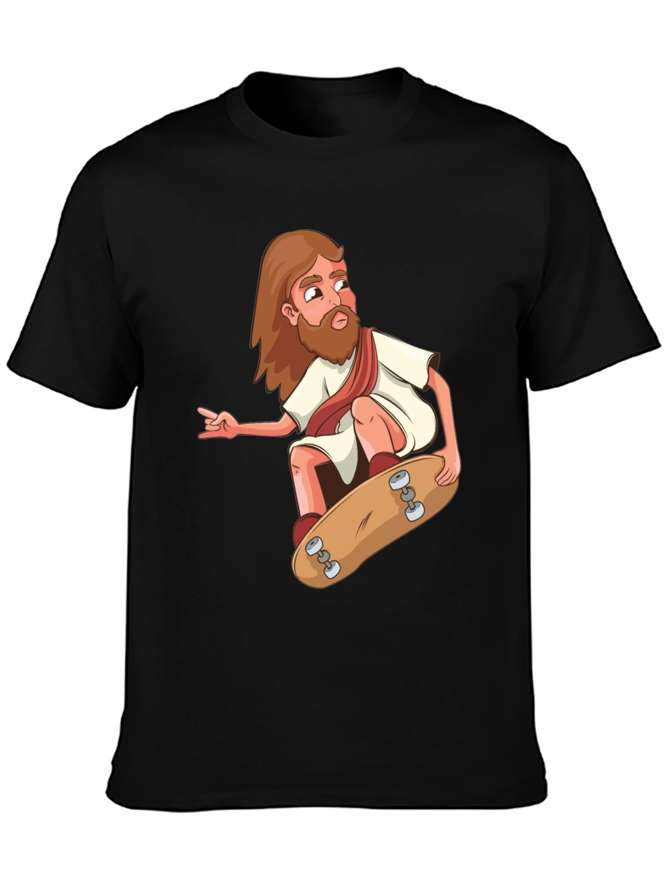 Skateboarding Jesus Black Graphic T-Shirt