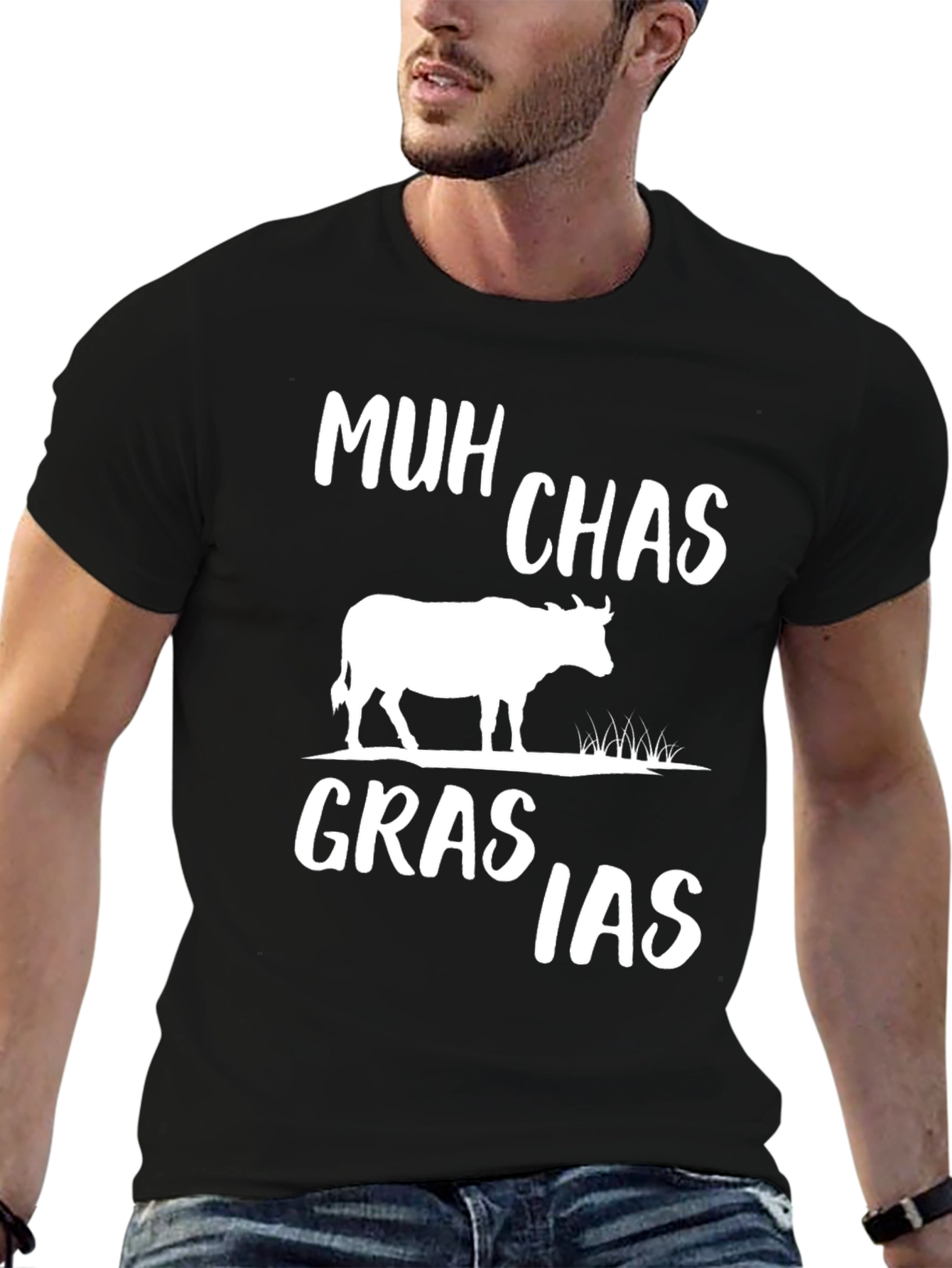Muh Chas Grasias T-Shirt - Funny Cow Graphic Tee