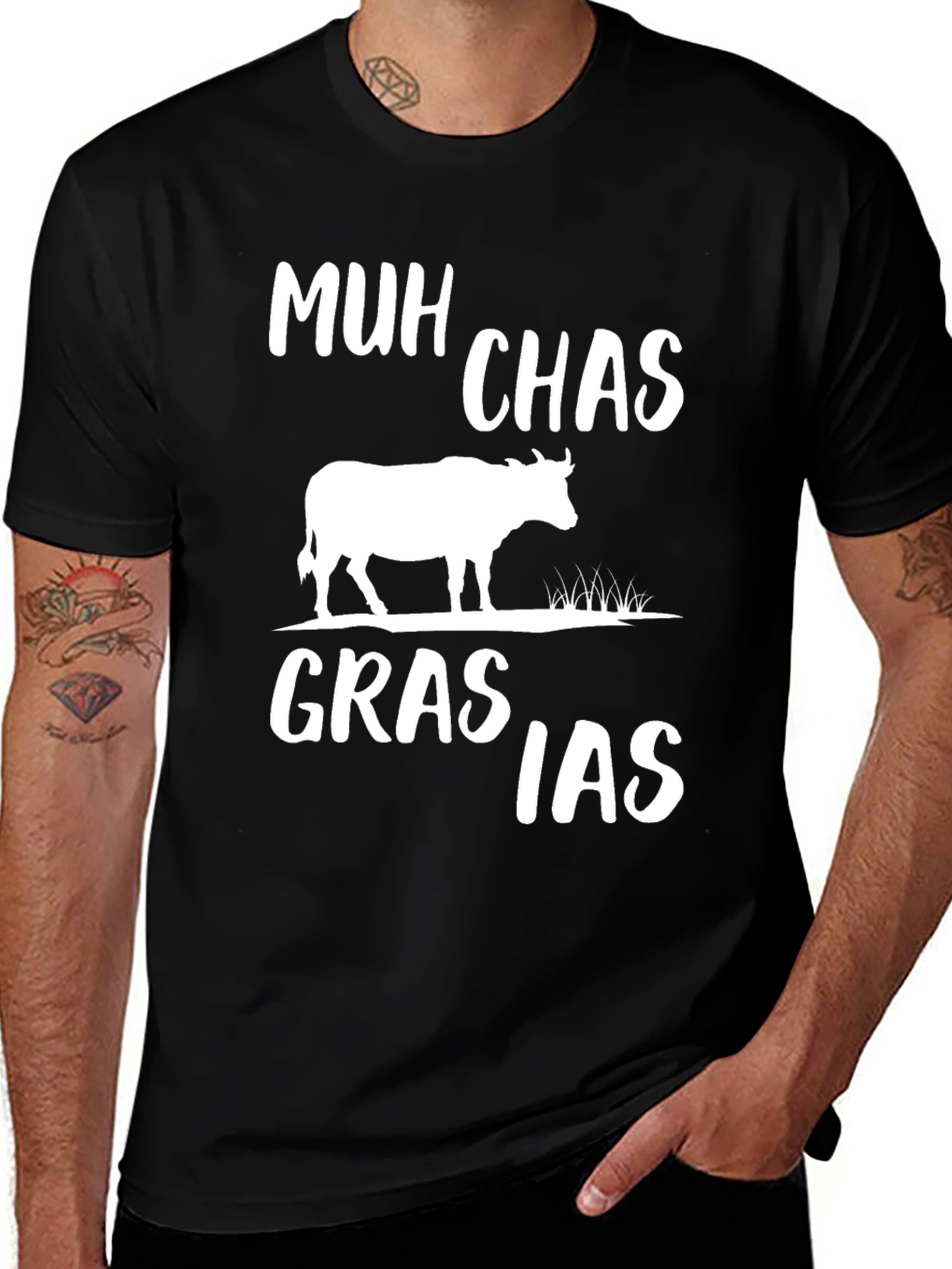 Muh Chas Grasias T-Shirt - Funny Cow Graphic Tee