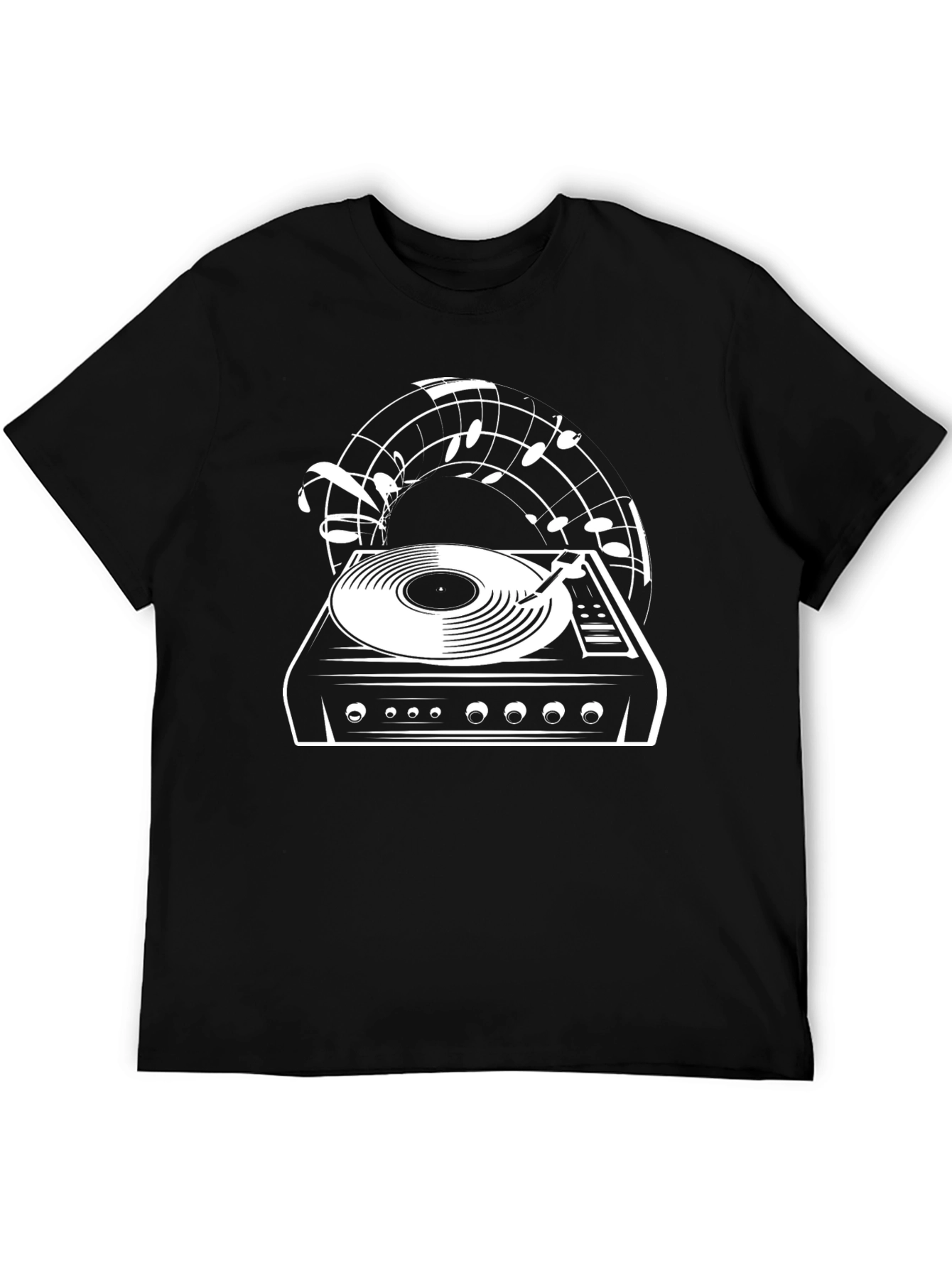 Retro Turntable Music Lover Black T-Shirt