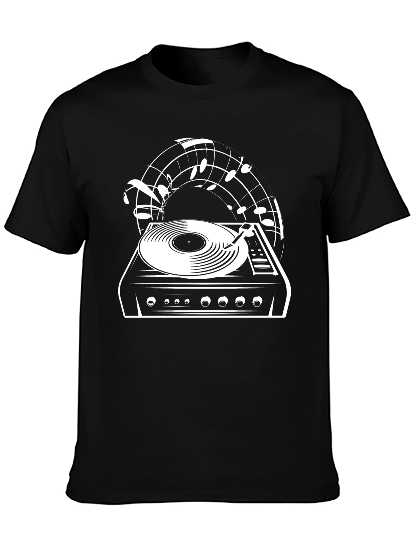 Retro Turntable Music Lover Black T-Shirt