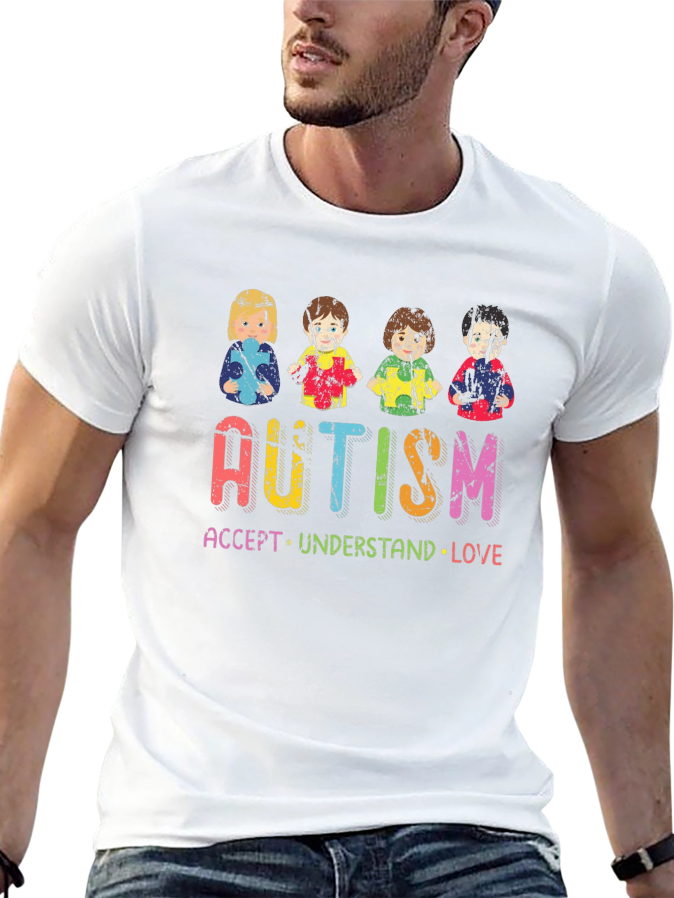 Autism Awareness T-Shirt - Accept Understand Love