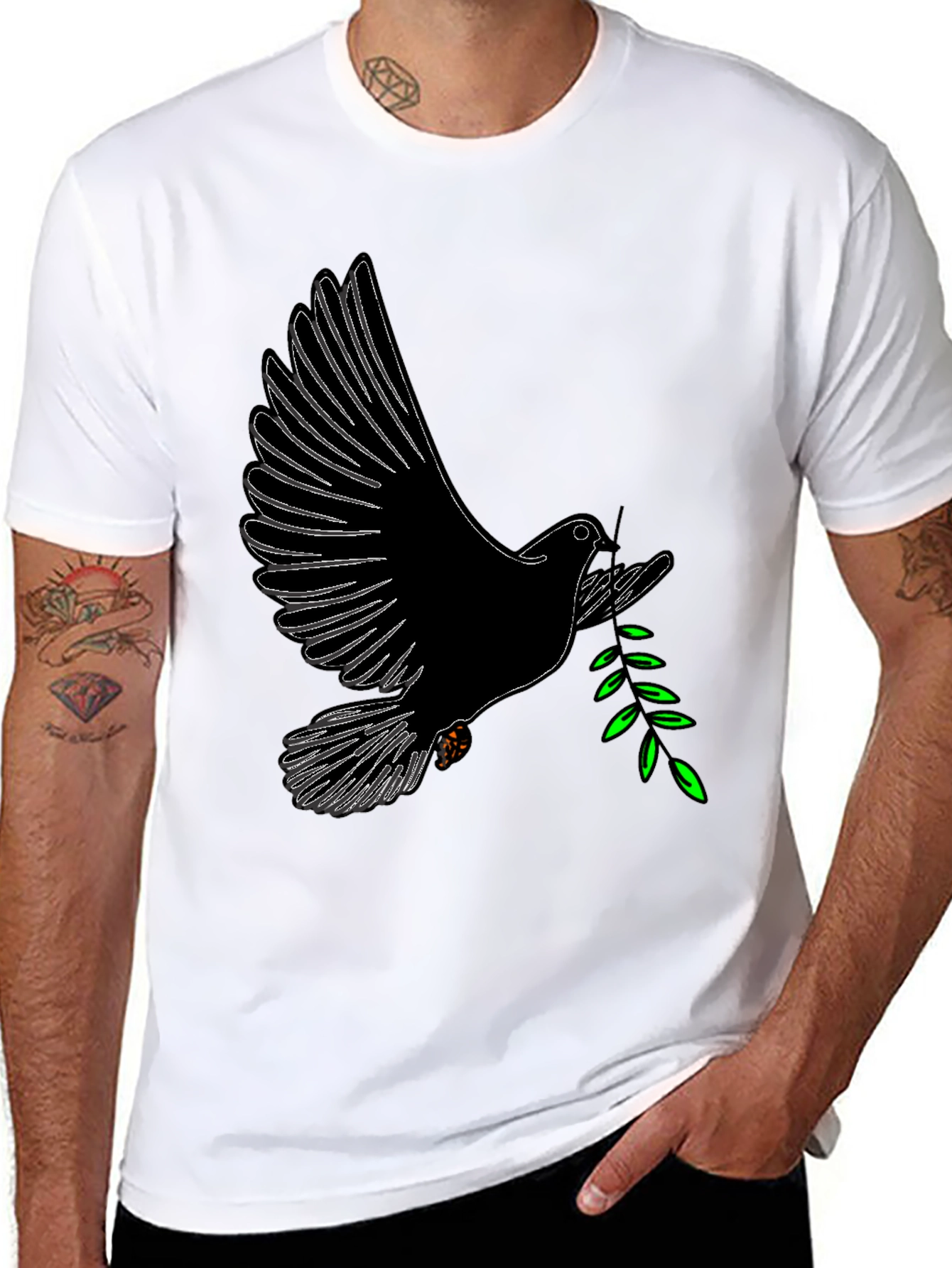 Dove with Olive Branch Graphic T-Shirt