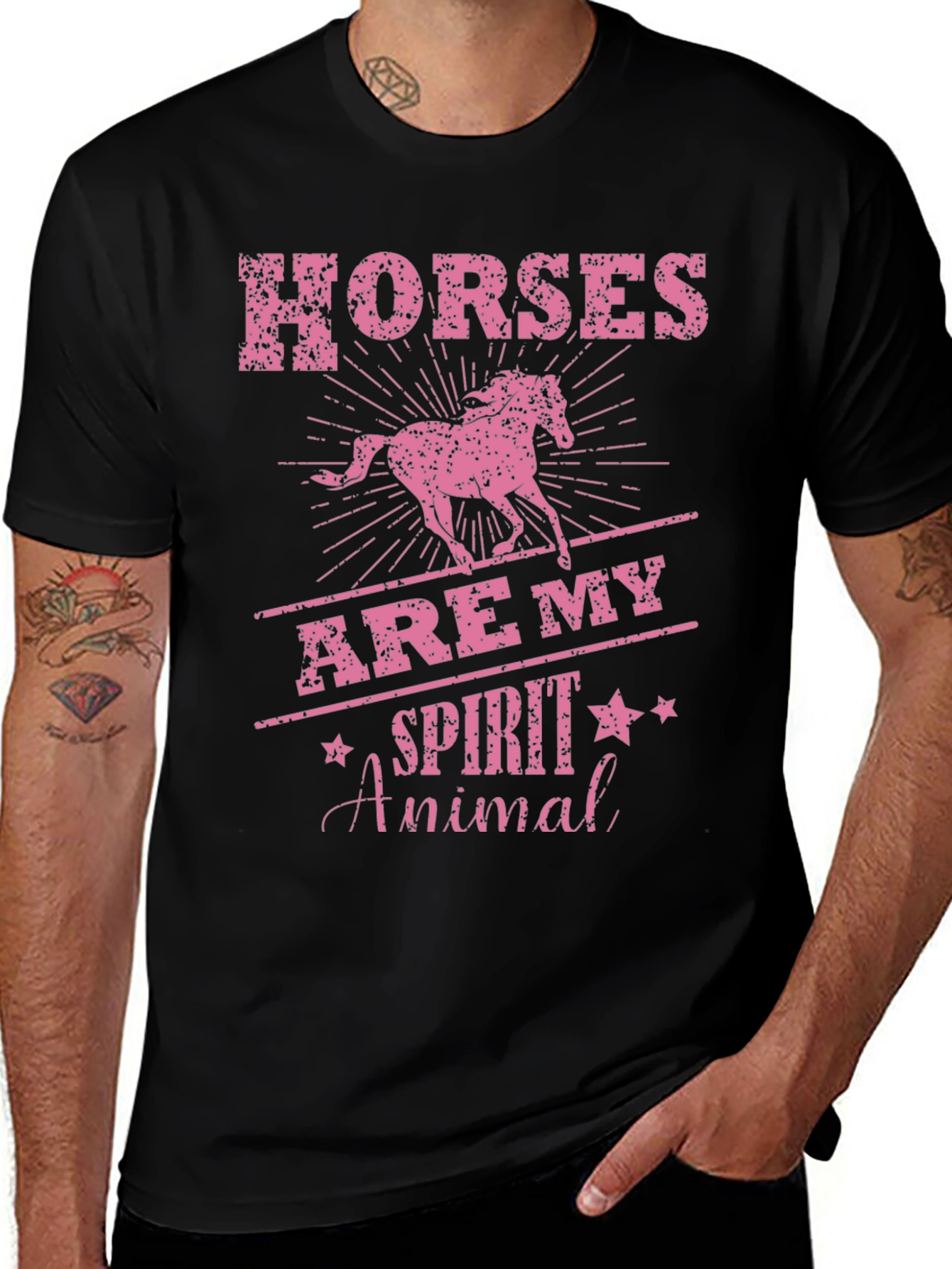 Horses Are My Spirit Animal Black T-Shirt