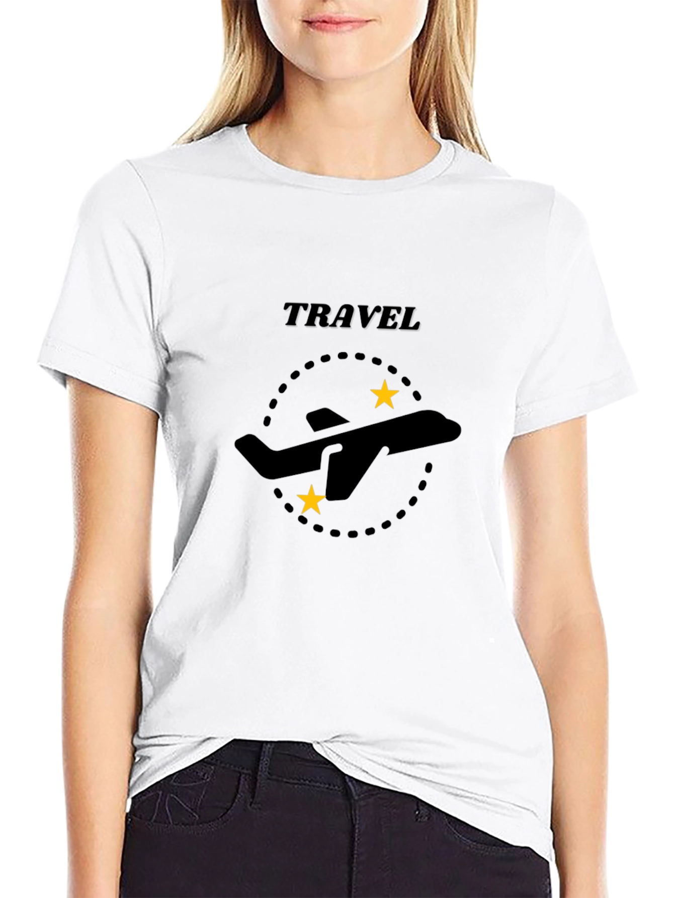 Travel Airplane Graphic Tee - Black
