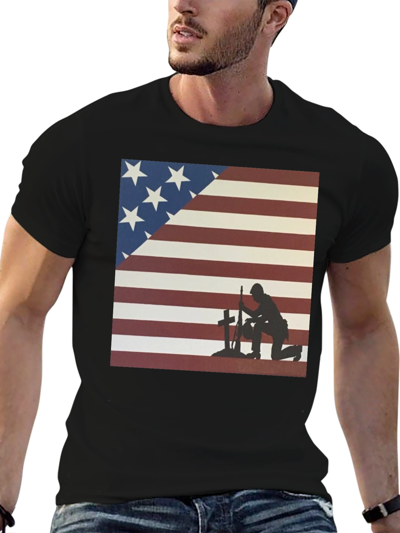 Patriotic Soldier T-Shirt: American Flag Design