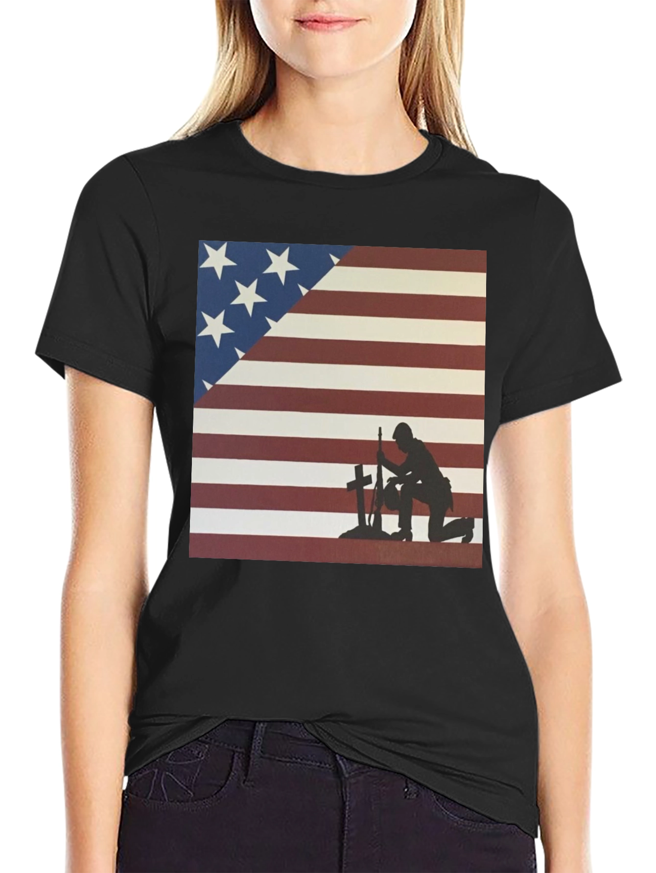 Patriotic Soldier T-Shirt: American Flag Design