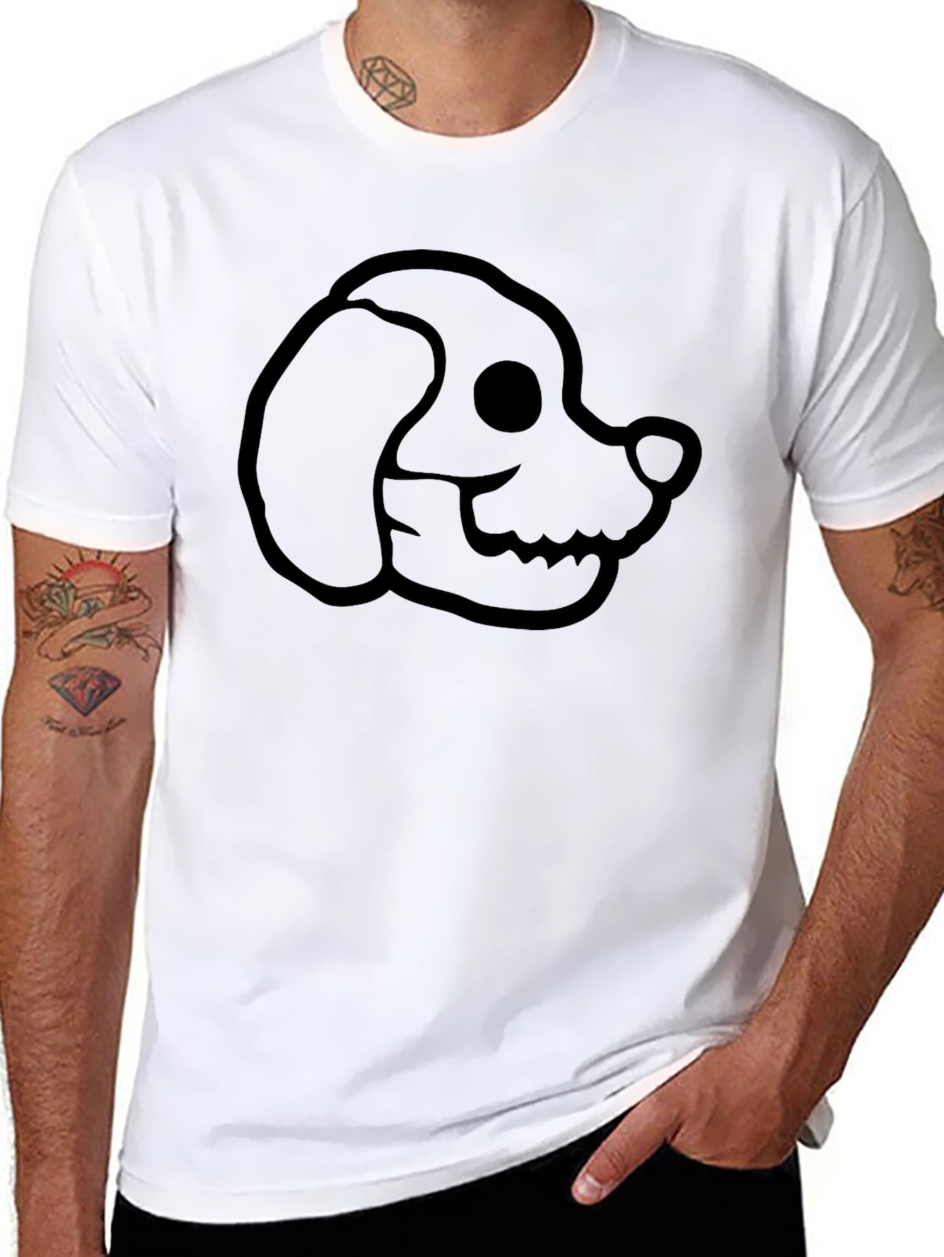 Dog Skeleton Head Black T-Shirt