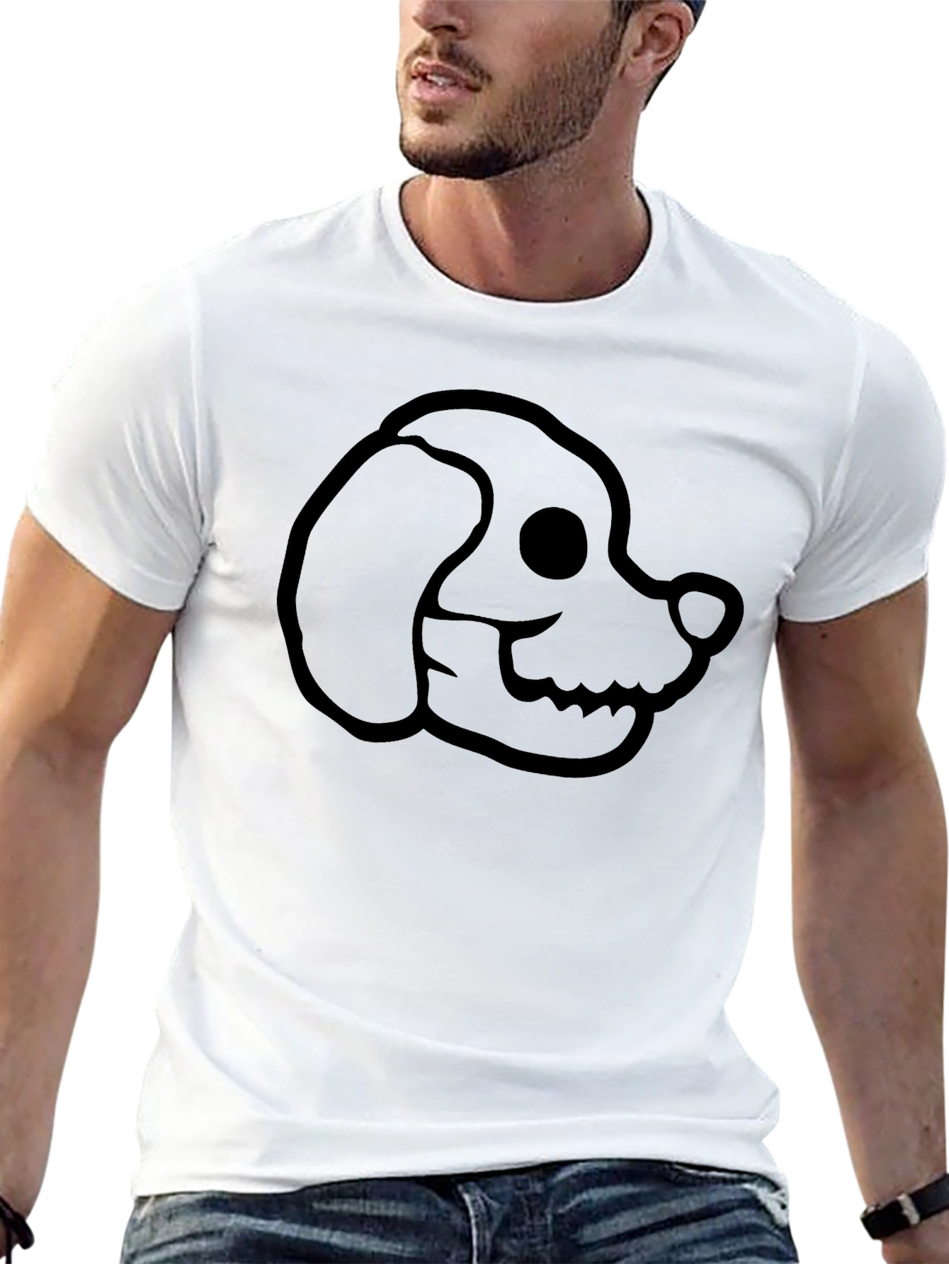 Dog Skeleton Head Black T-Shirt