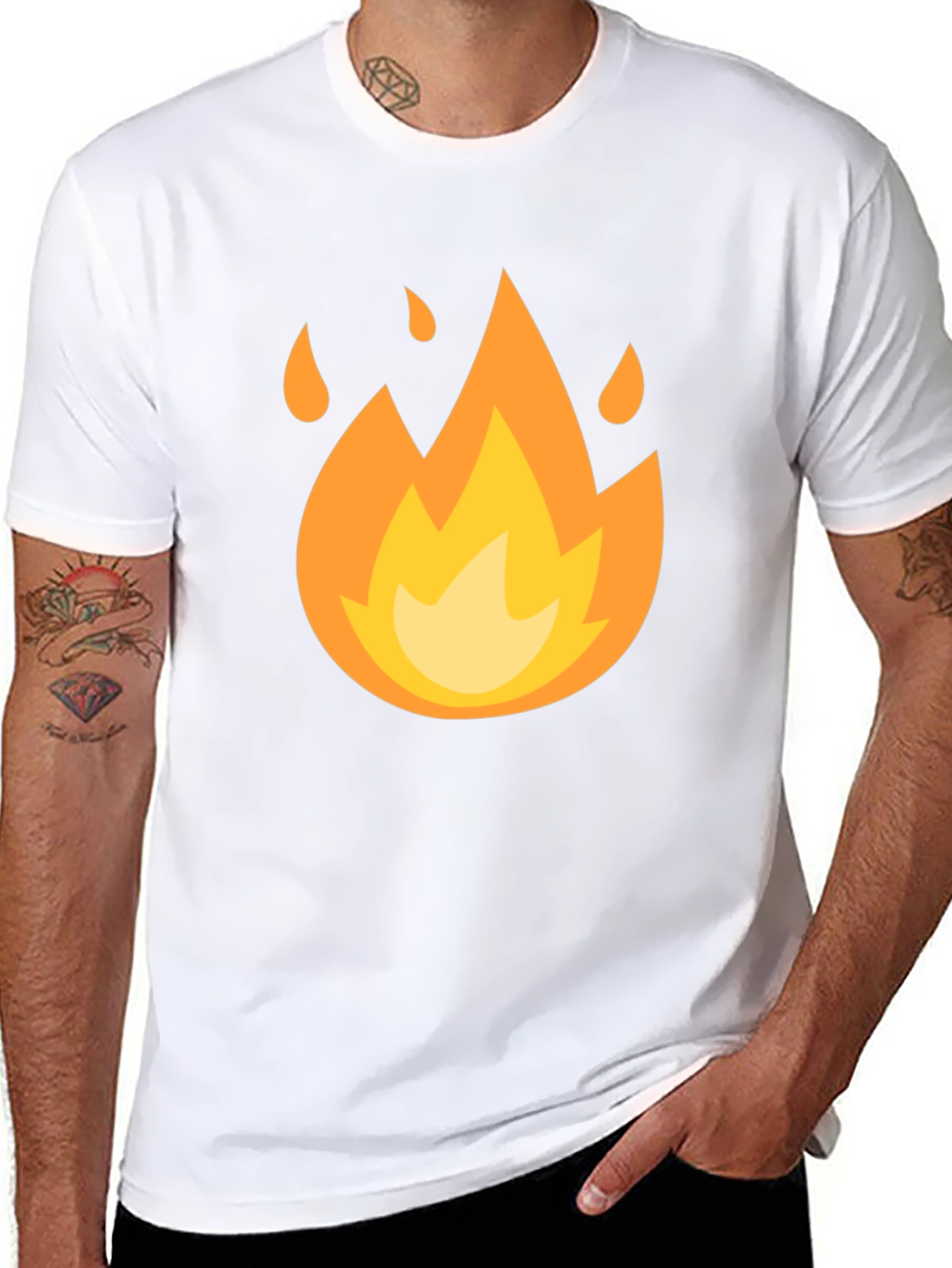 Flame Graphic Tee - Trendy Black T-Shirt