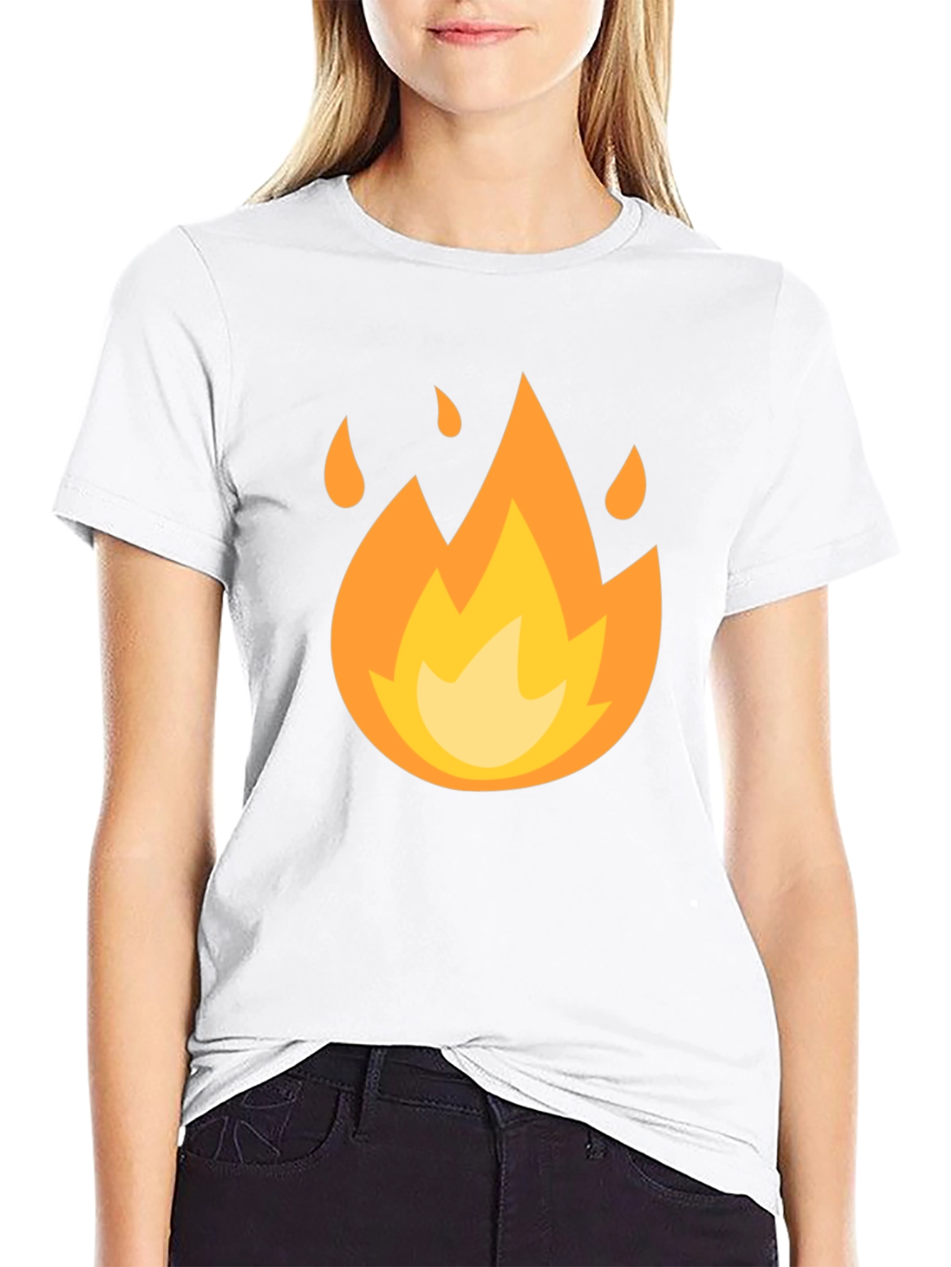 Flame Graphic Tee - Trendy Black T-Shirt