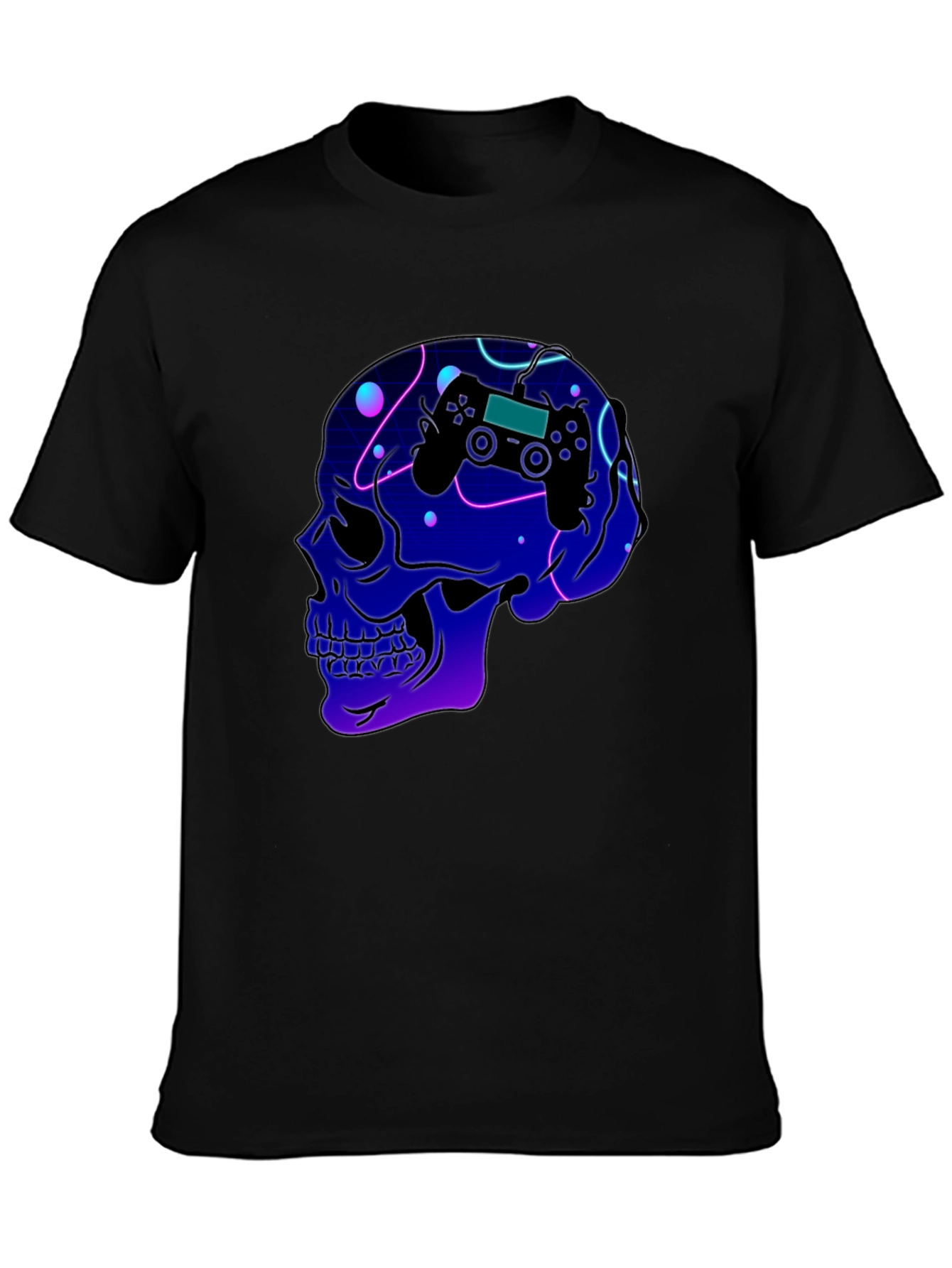 Gaming Skull T-Shirt - Neon Controller Design