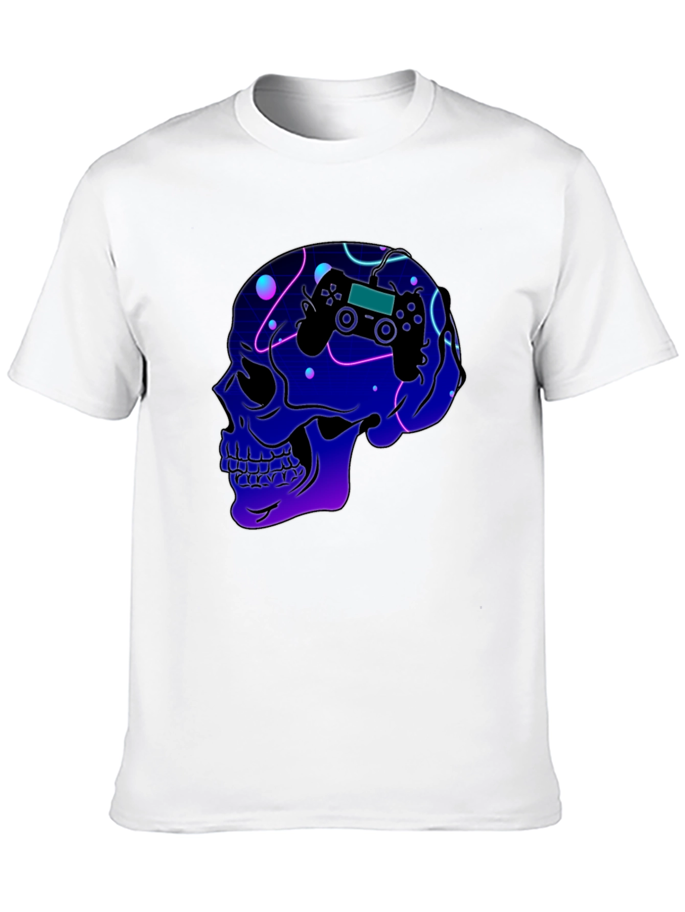 Gaming Skull T-Shirt - Neon Controller Design