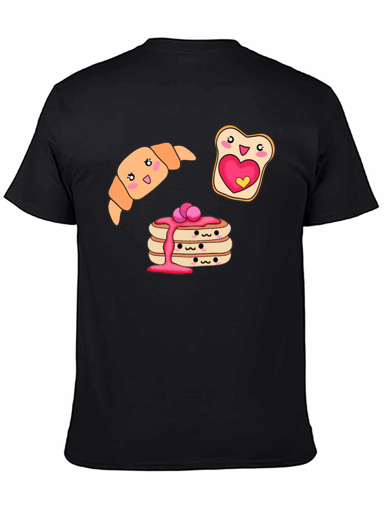 Kawaii Breakfast T-Shirt: Pancakes Croissant and Toast