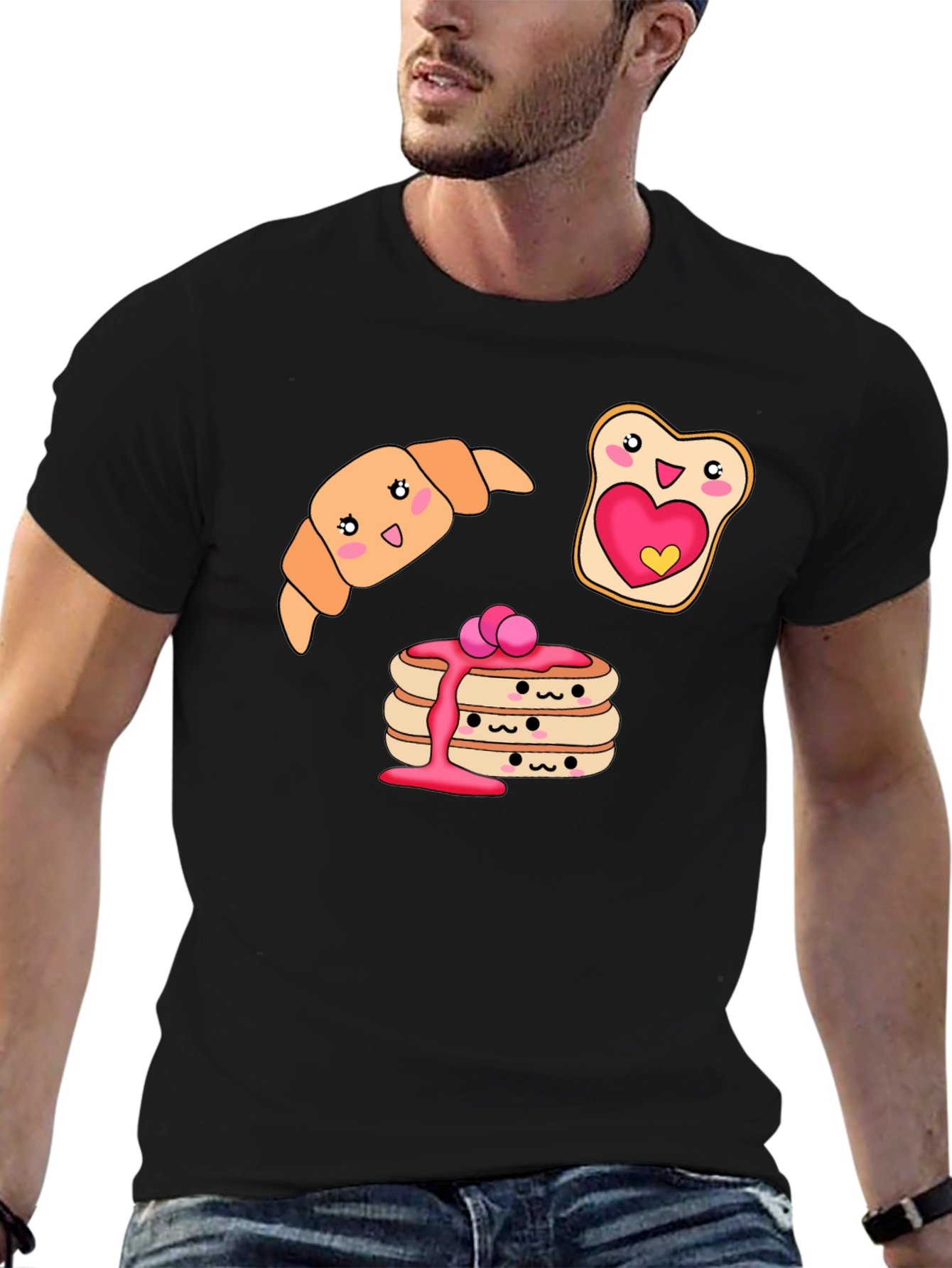 Kawaii Breakfast T-Shirt: Pancakes Croissant and Toast