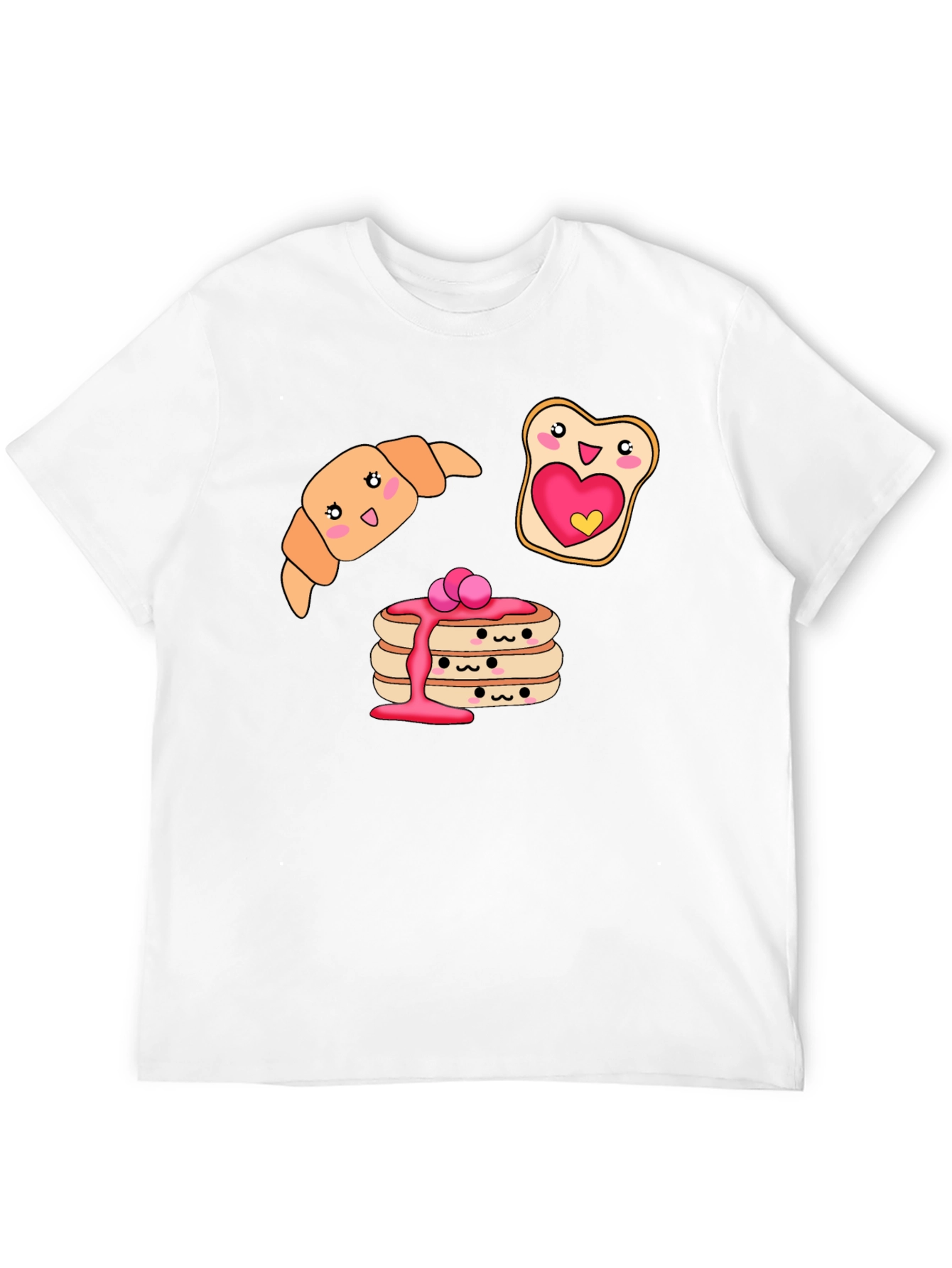 Kawaii Breakfast T-Shirt: Pancakes Croissant and Toast