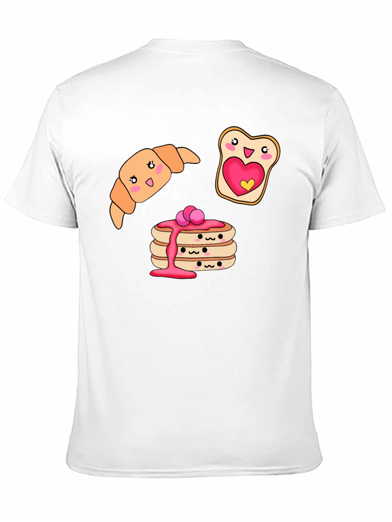 Kawaii Breakfast T-Shirt: Pancakes Croissant and Toast