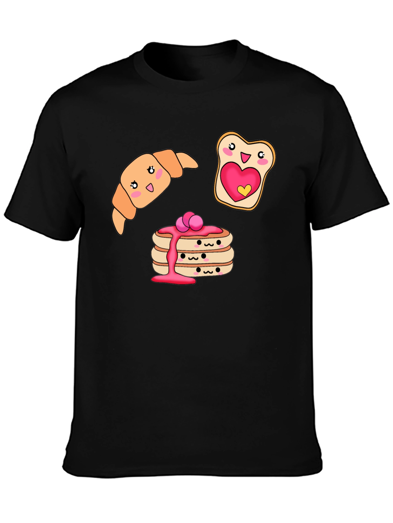 Kawaii Breakfast T-Shirt: Pancakes Croissant and Toast