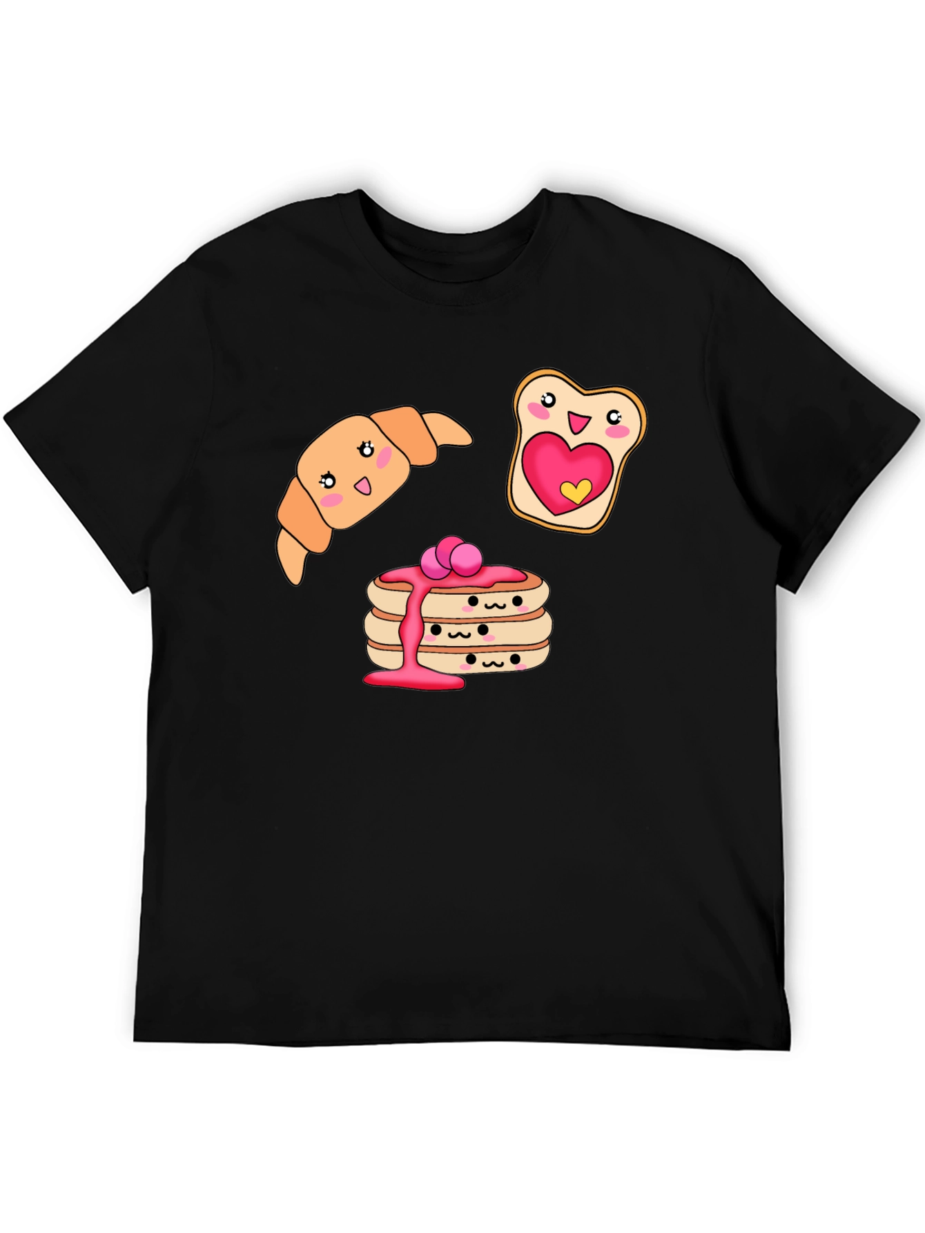 Kawaii Breakfast T-Shirt: Pancakes Croissant and Toast