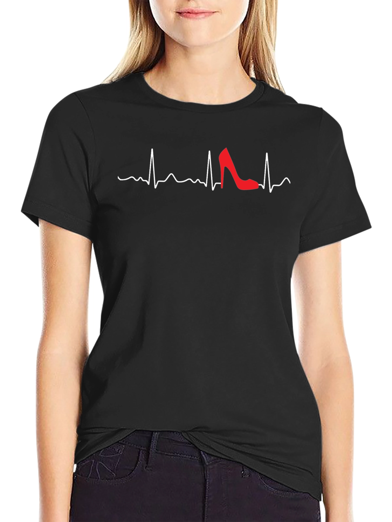 Heartbeat High Heel Black T-Shirt