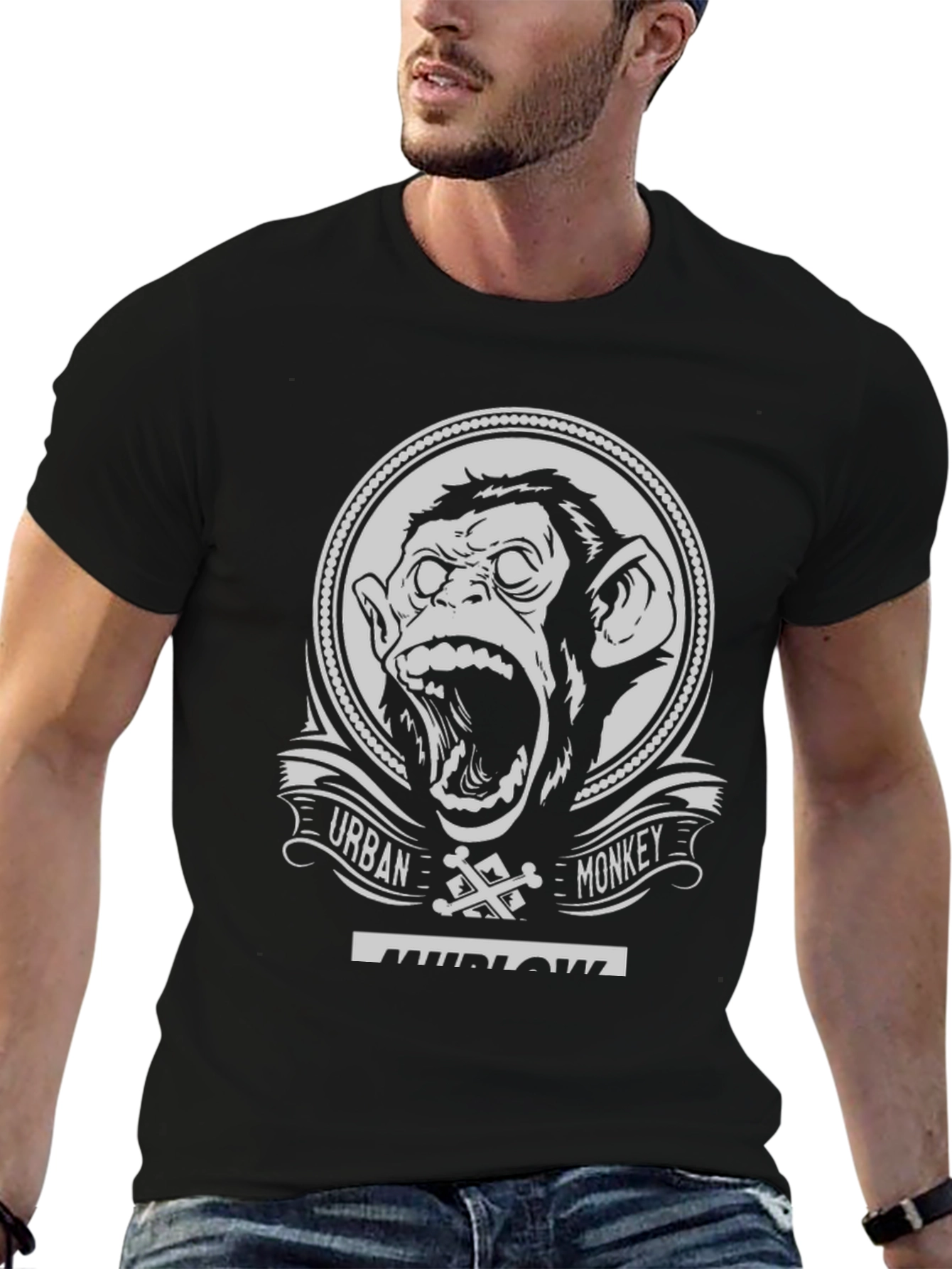 Urban Monkey Black Graphic T-Shirt