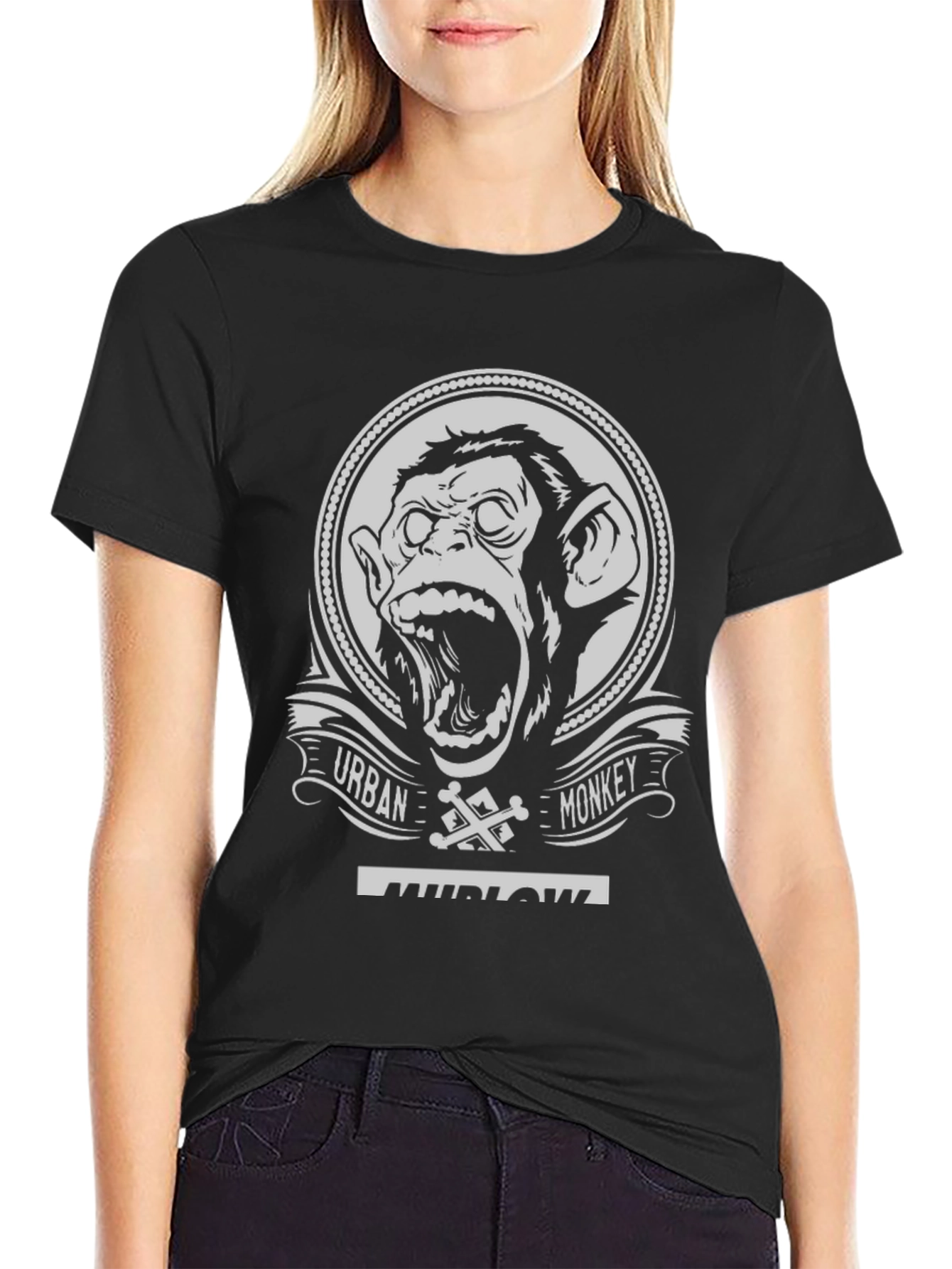 Urban Monkey Black Graphic T-Shirt