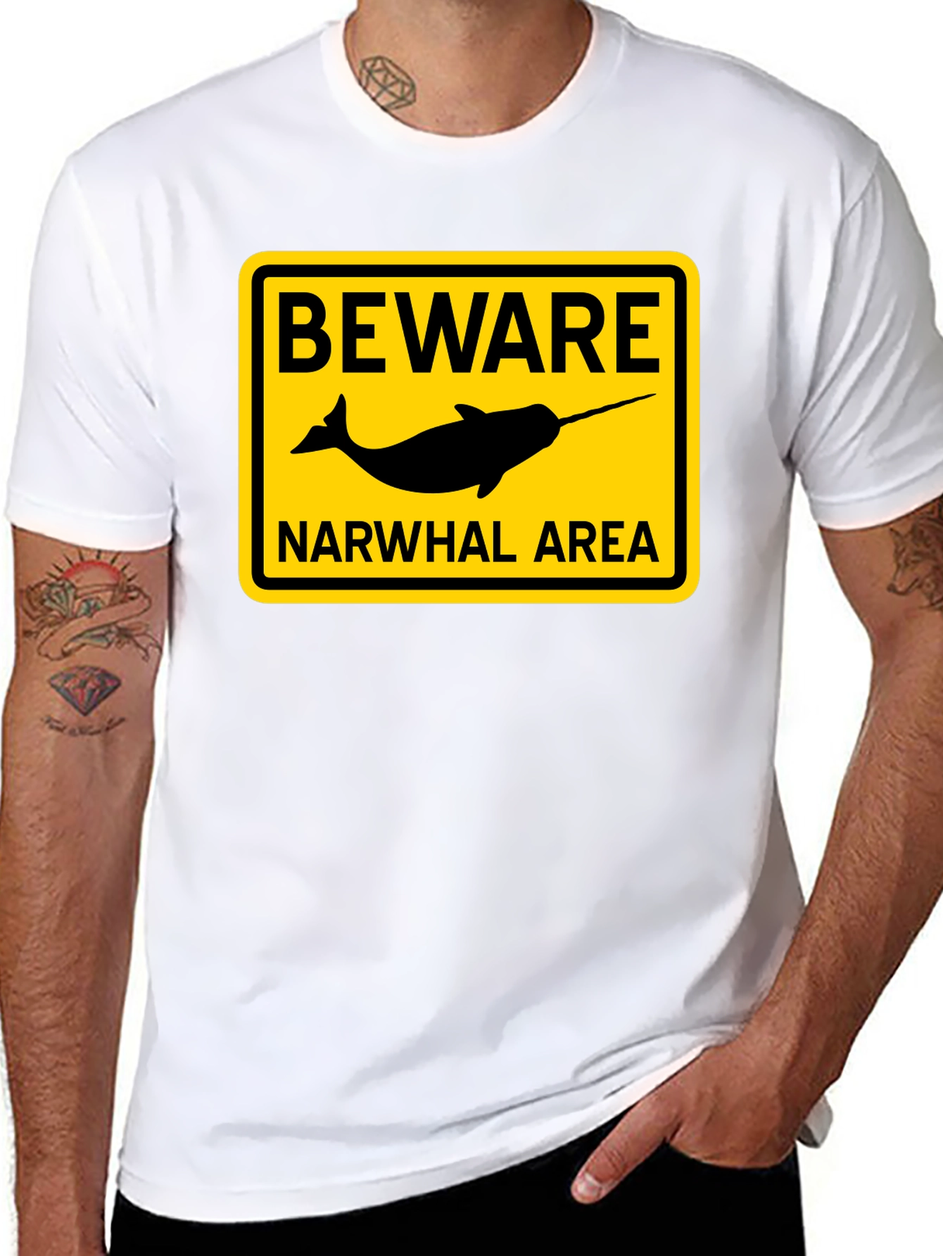 Beware Narwhal Area T-Shirt - Funny Ocean Tee