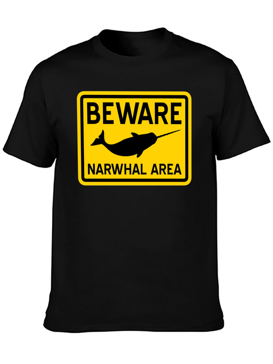 Beware Narwhal Area T-Shirt - Funny Ocean Tee