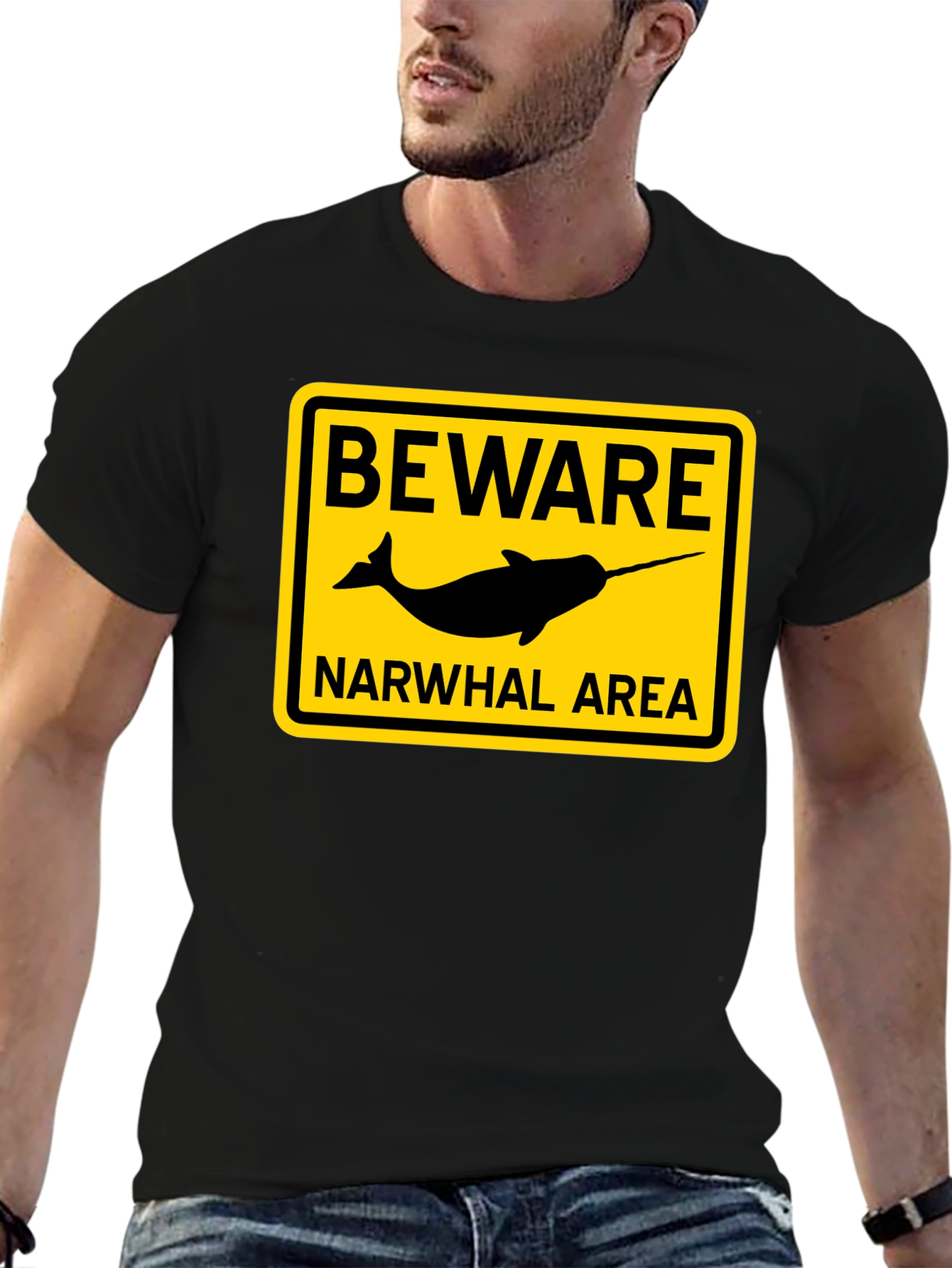 Beware Narwhal Area T-Shirt - Funny Ocean Tee