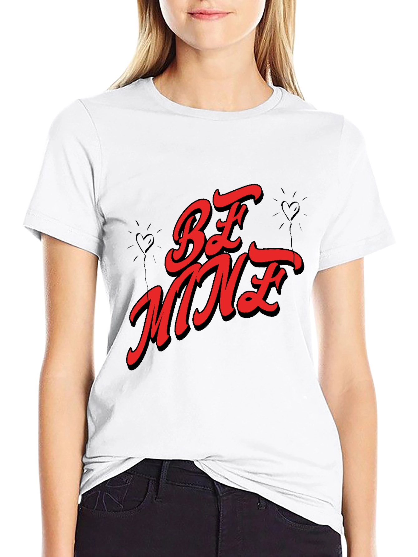 Be Mine Valentines Day Graphic Tee - Black