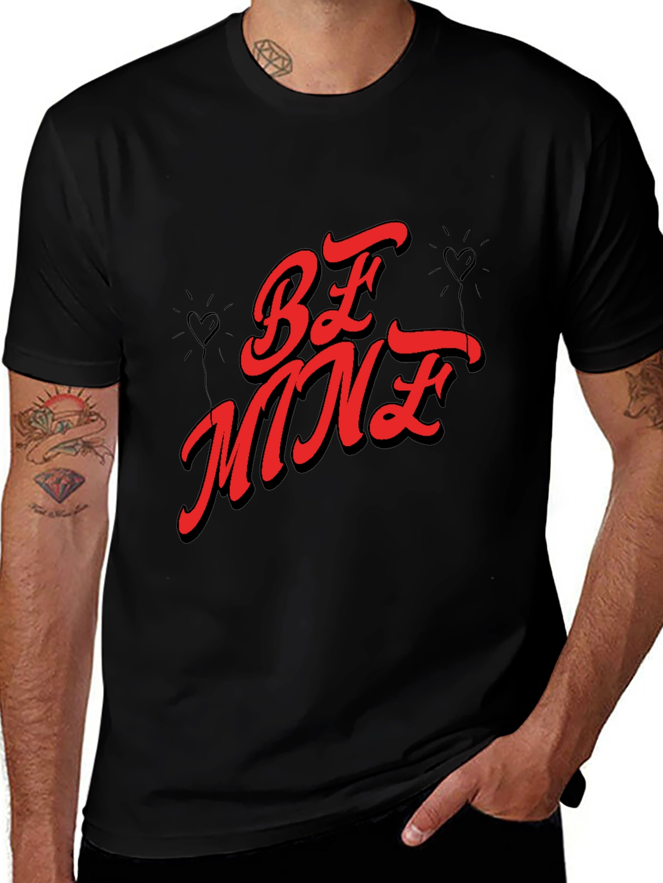 Be Mine Valentines Day Graphic Tee - Black