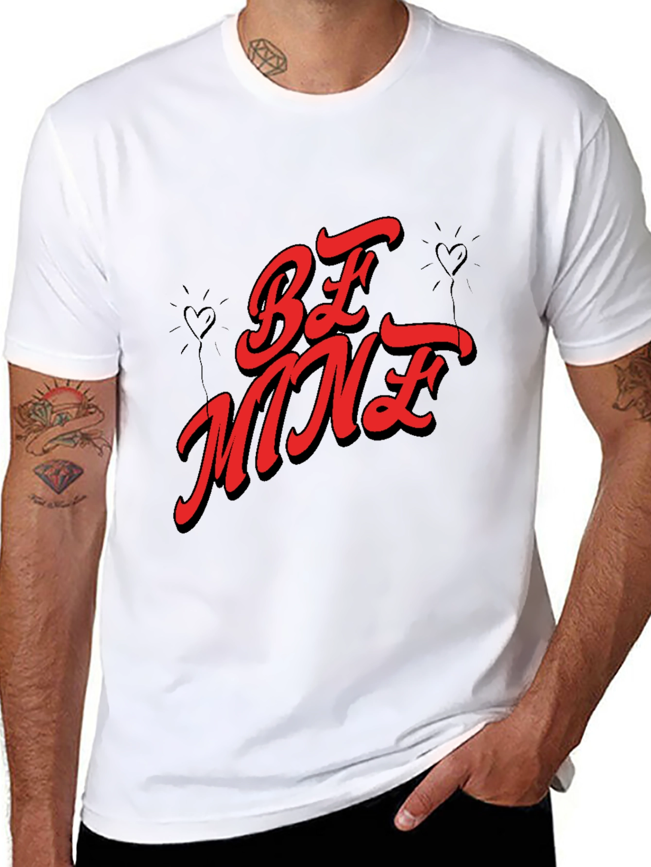 Be Mine Valentines Day Graphic Tee - Black