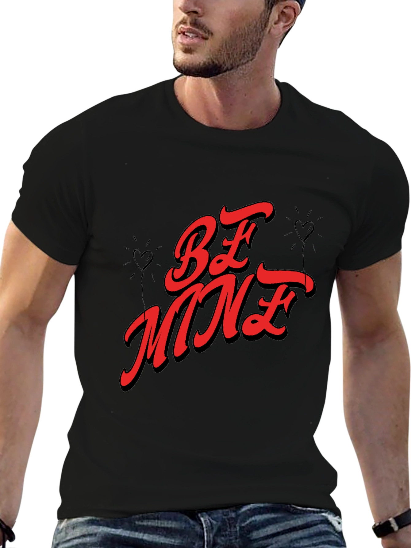 Be Mine Valentines Day Graphic Tee - Black