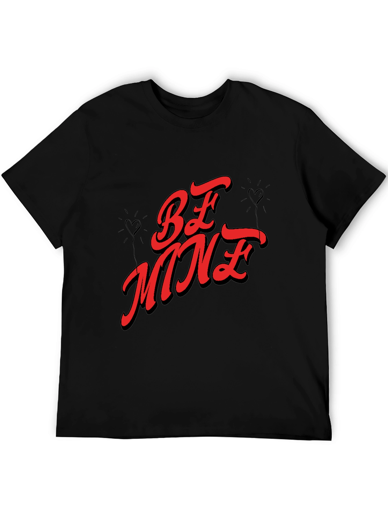 Be Mine Valentines Day Graphic Tee - Black