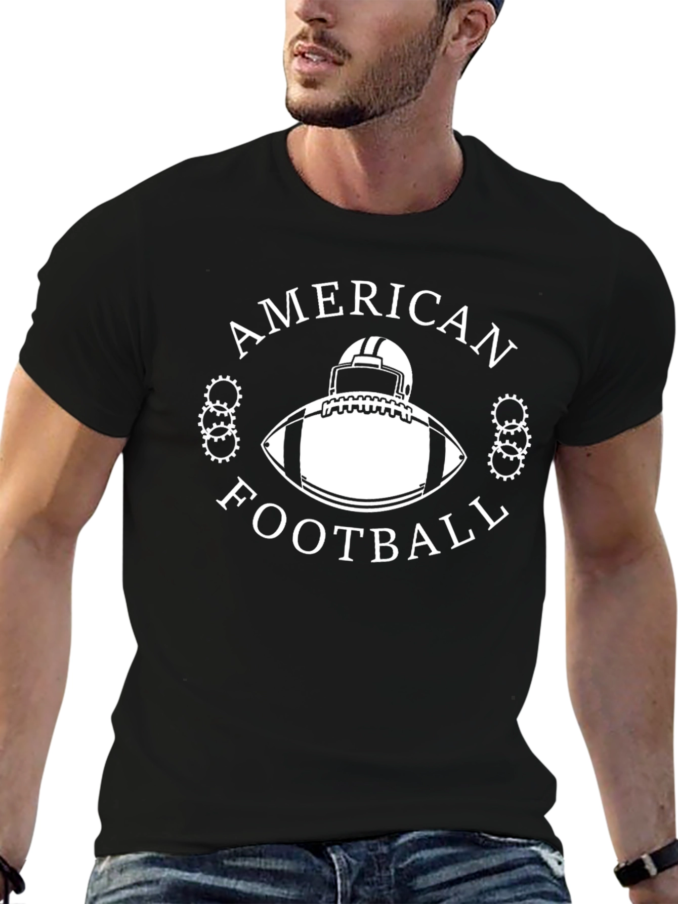 American Football Graphic T-Shirt - Black