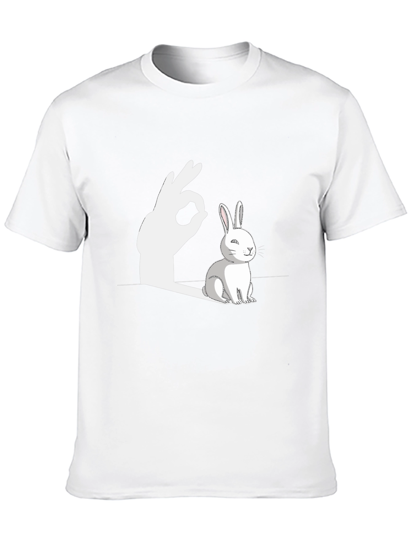 Funny Rabbit Shadow Hand Sign Graphic T-Shirt