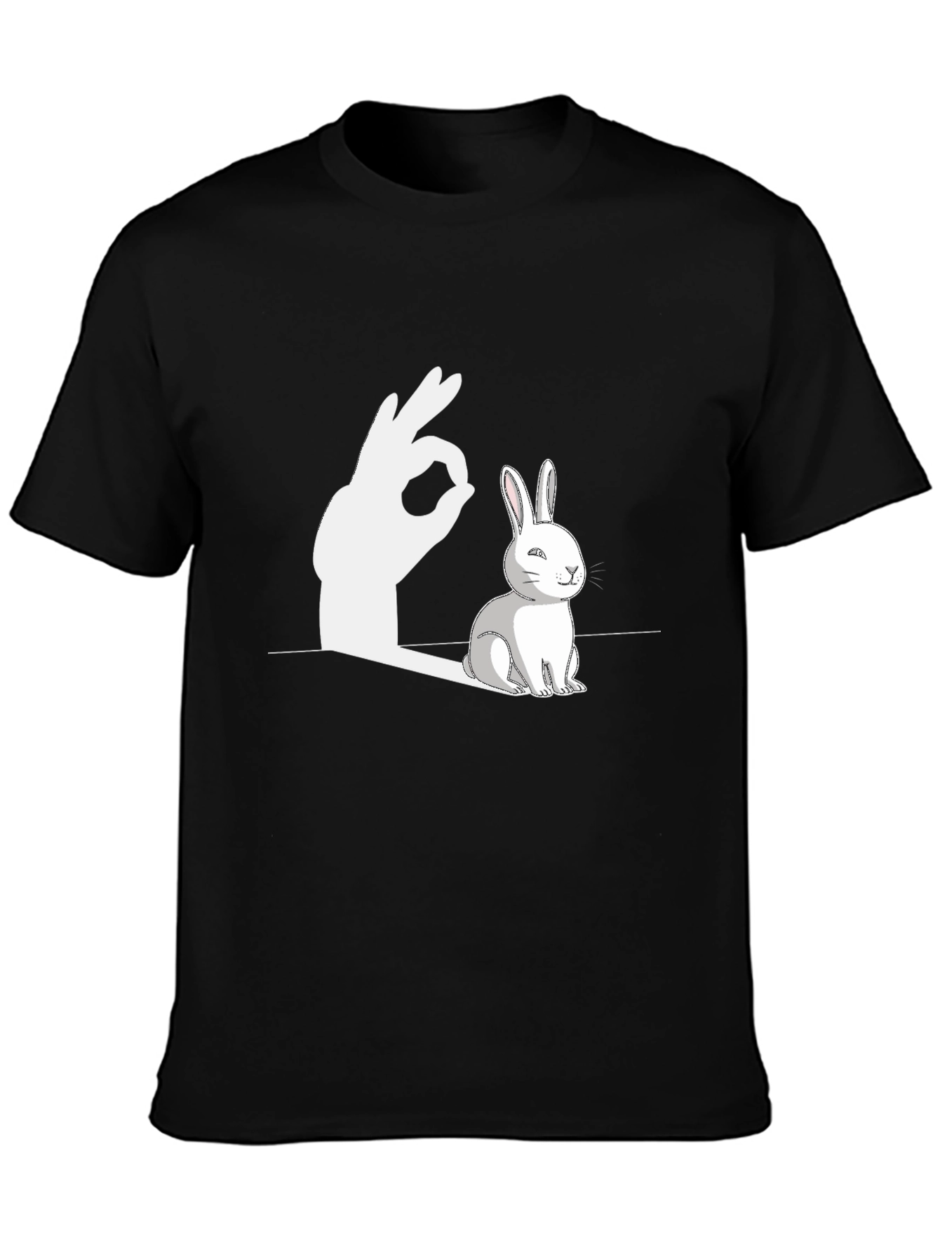 Funny Rabbit Shadow Hand Sign Graphic T-Shirt