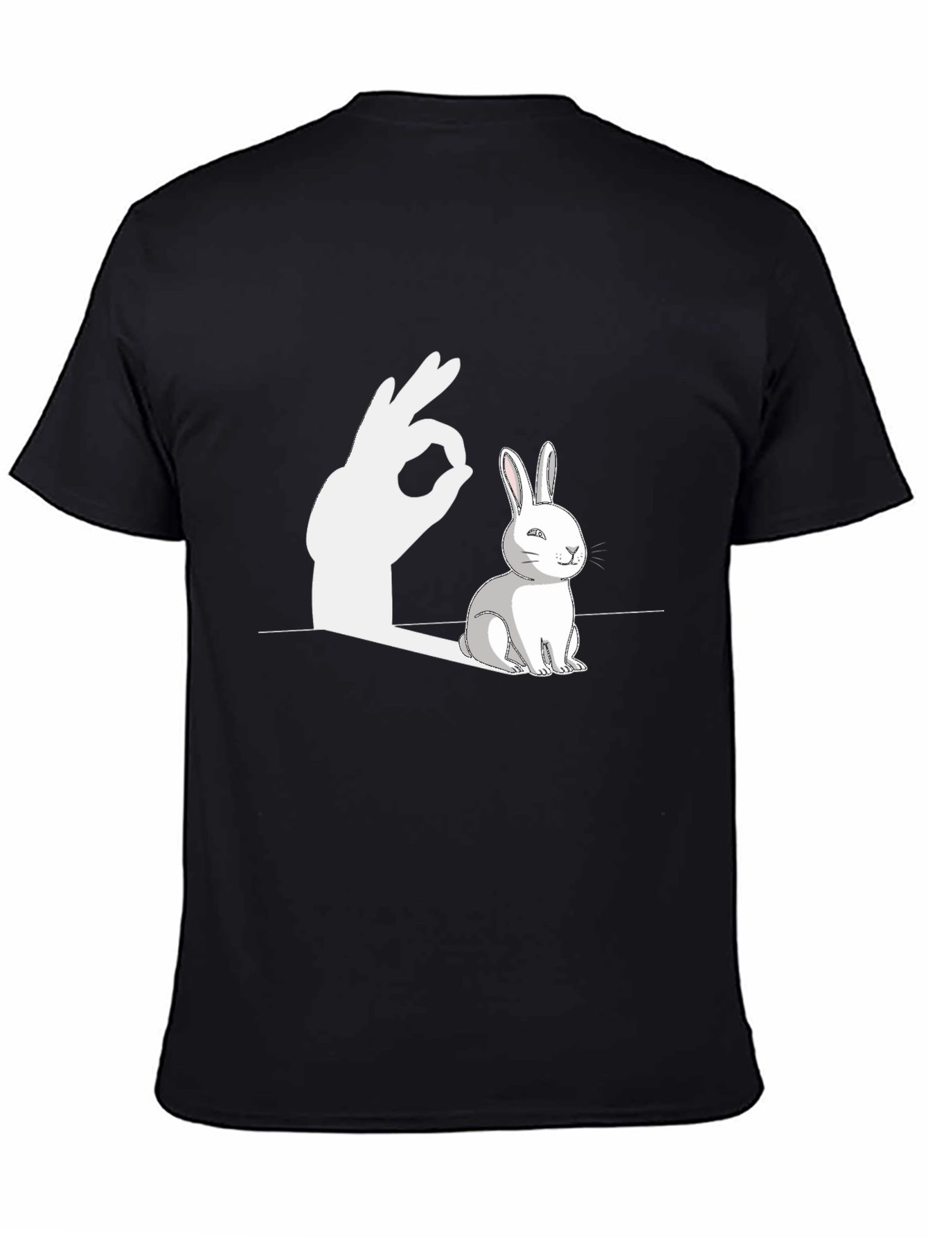 Funny Rabbit Shadow Hand Sign Graphic T-Shirt