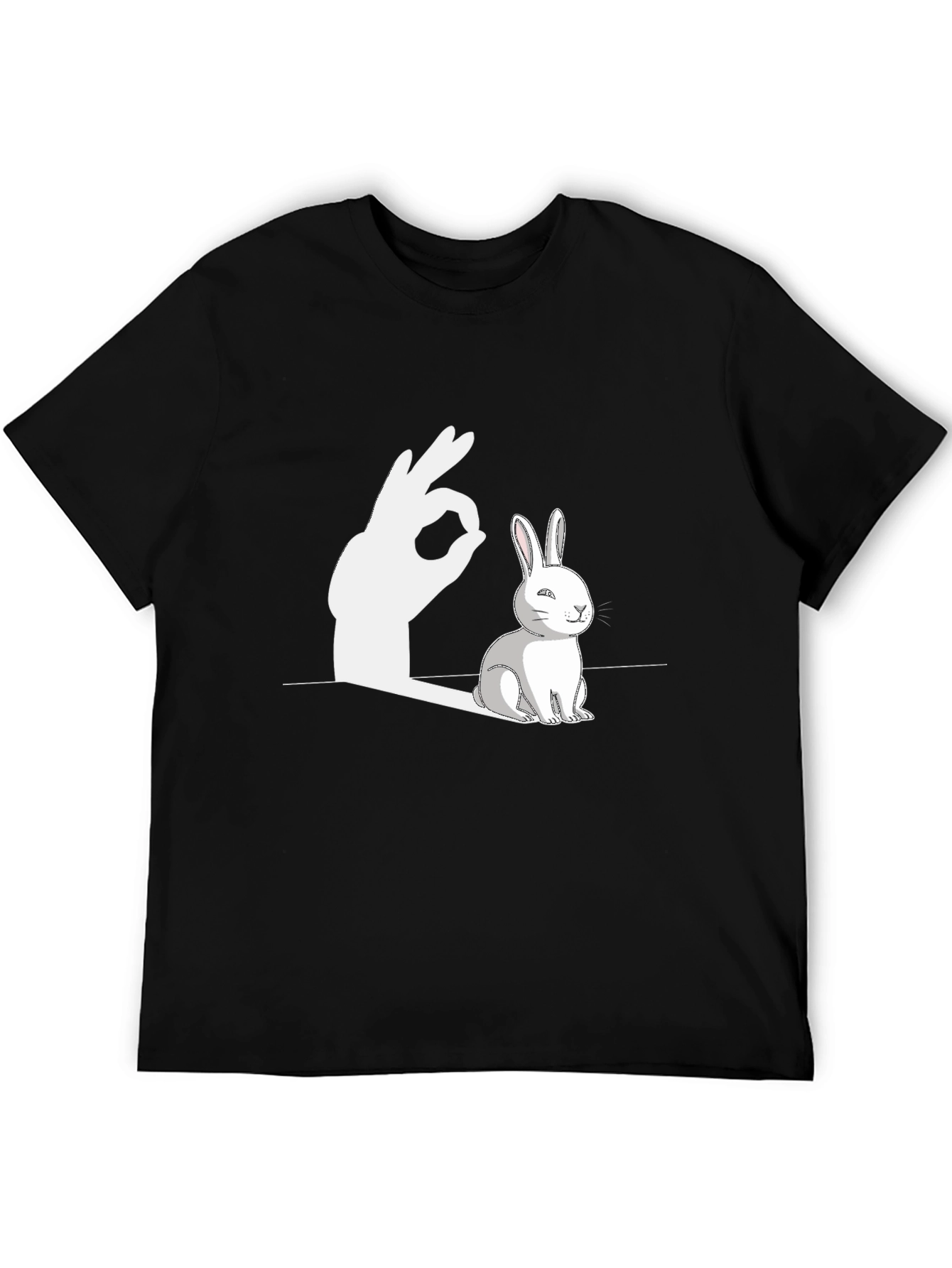 Funny Rabbit Shadow Hand Sign Graphic T-Shirt