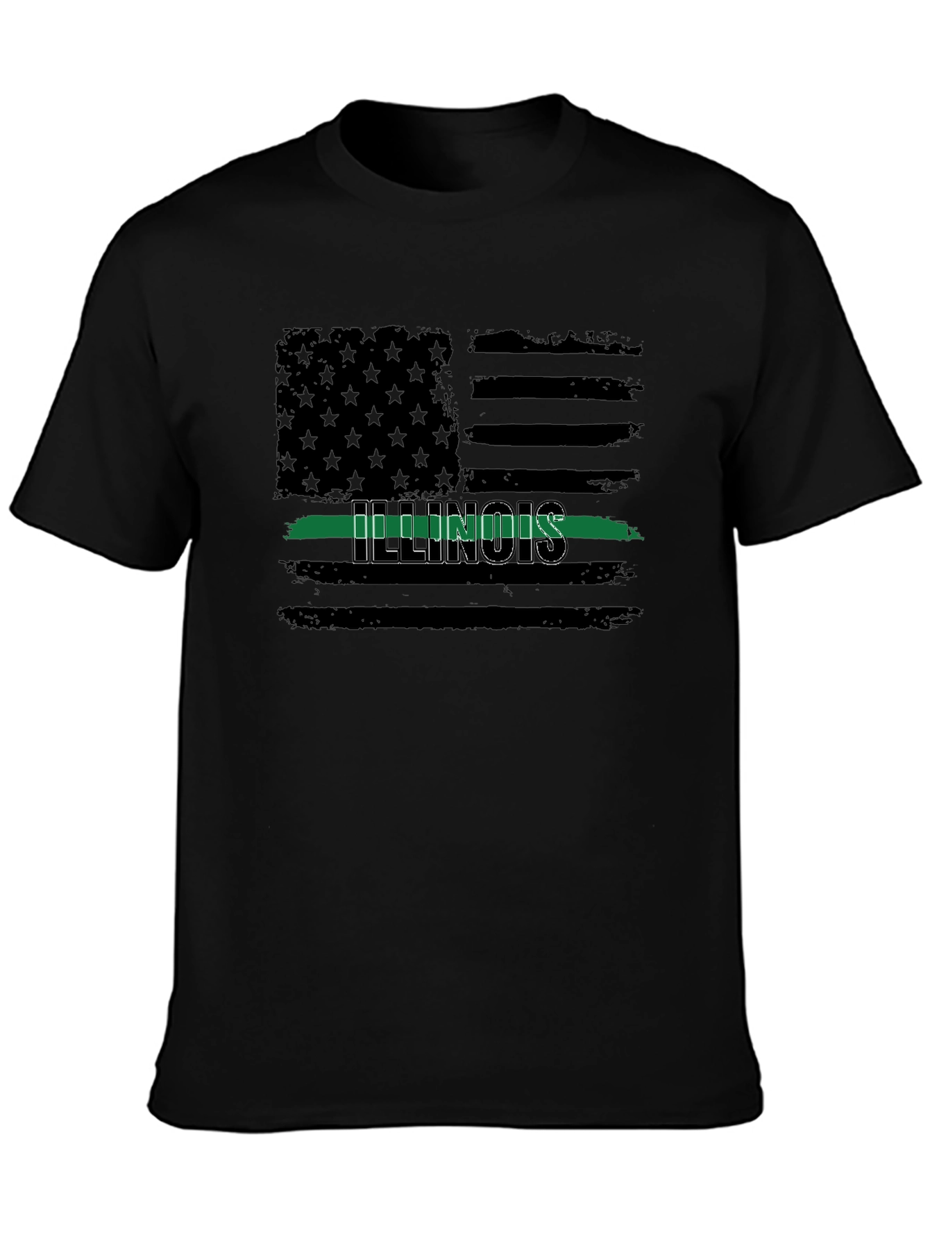 Illinois Thin Green Line Flag T-Shirt