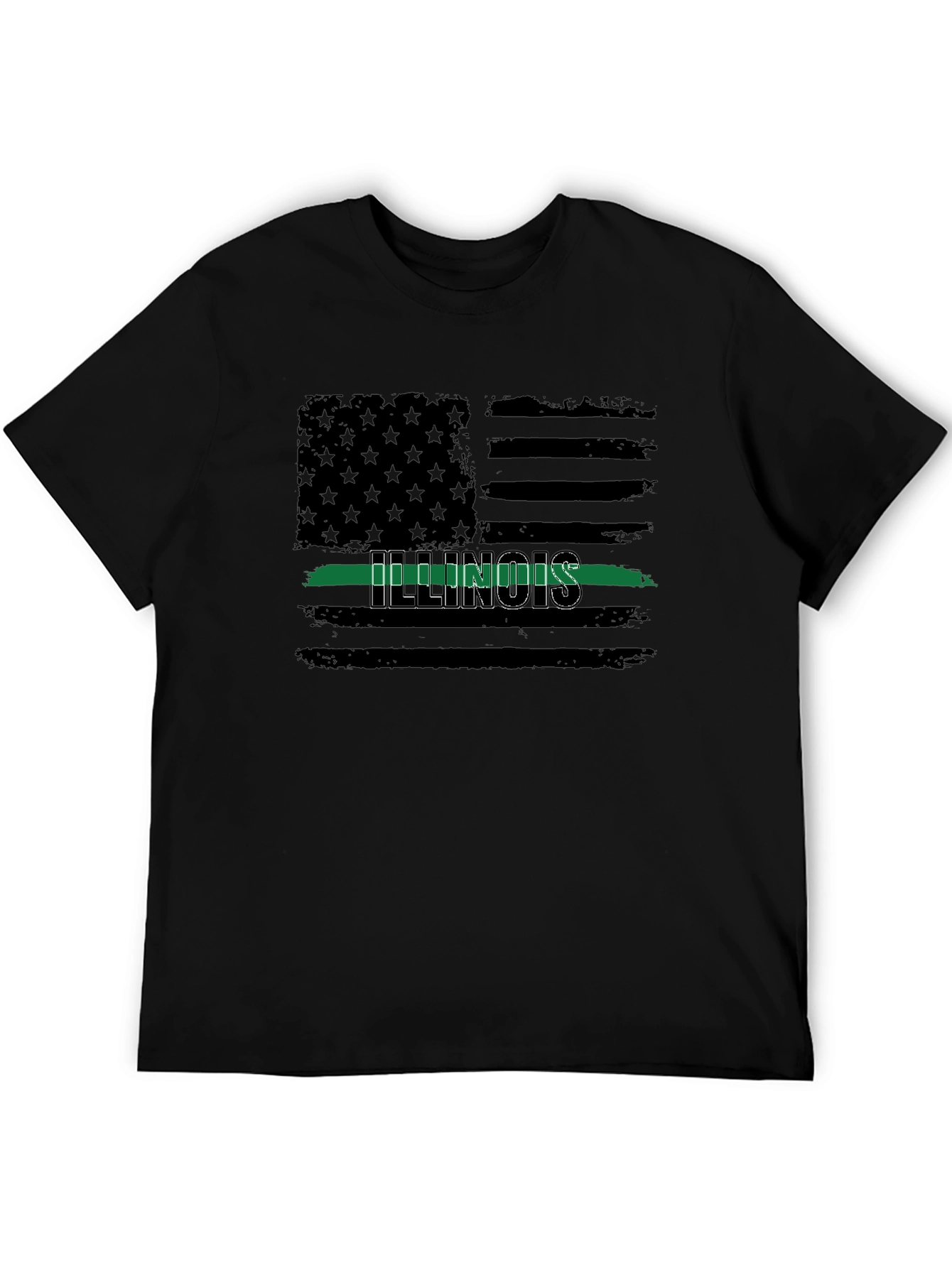 Illinois Thin Green Line Flag T-Shirt